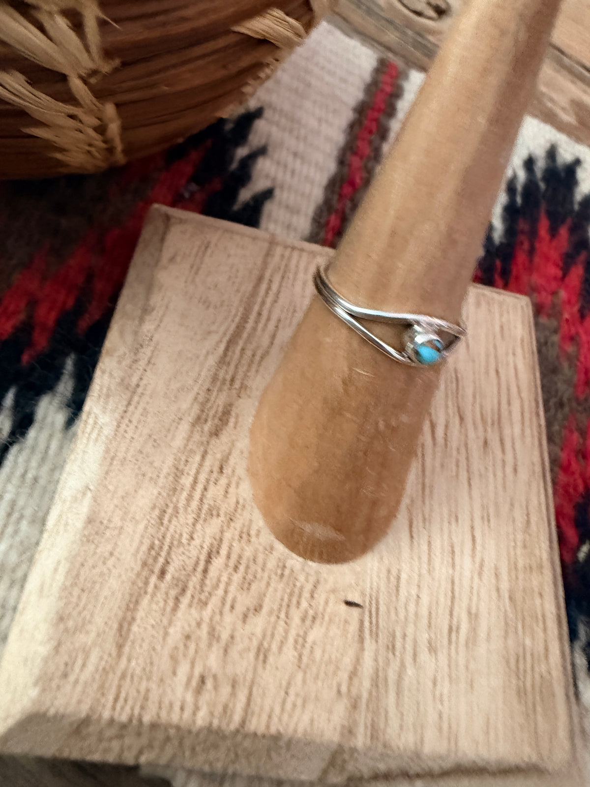 Handmade Sterling Silver & Blue Mojave Adjustable Ring