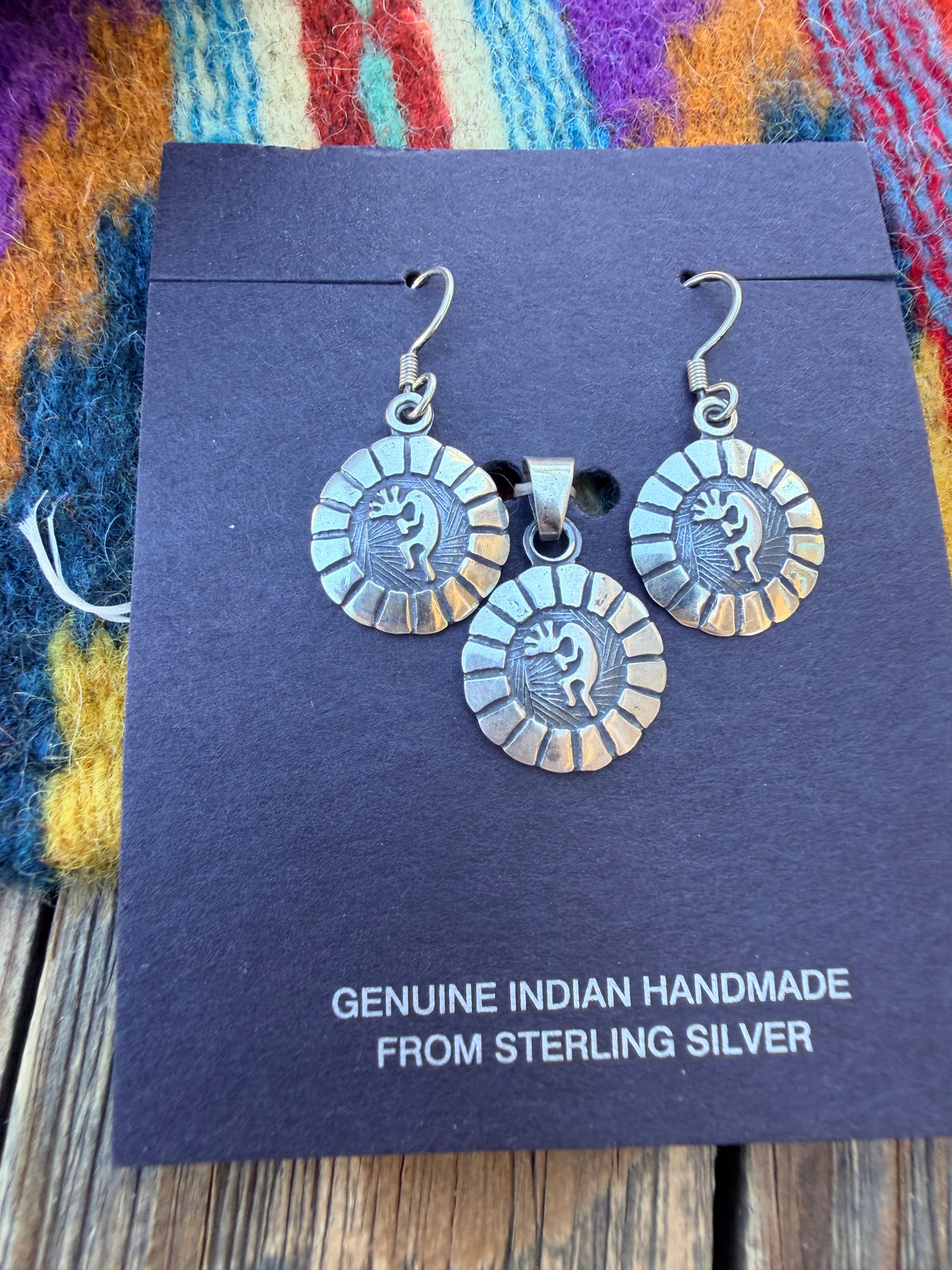 Handcrafted Sterling Silver Kokopelli Earring and Pendant Set