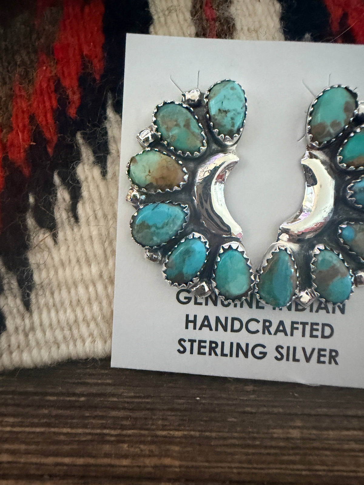 Handcrafted Turquoise & Sterling Silver Cluster Post Earrings
