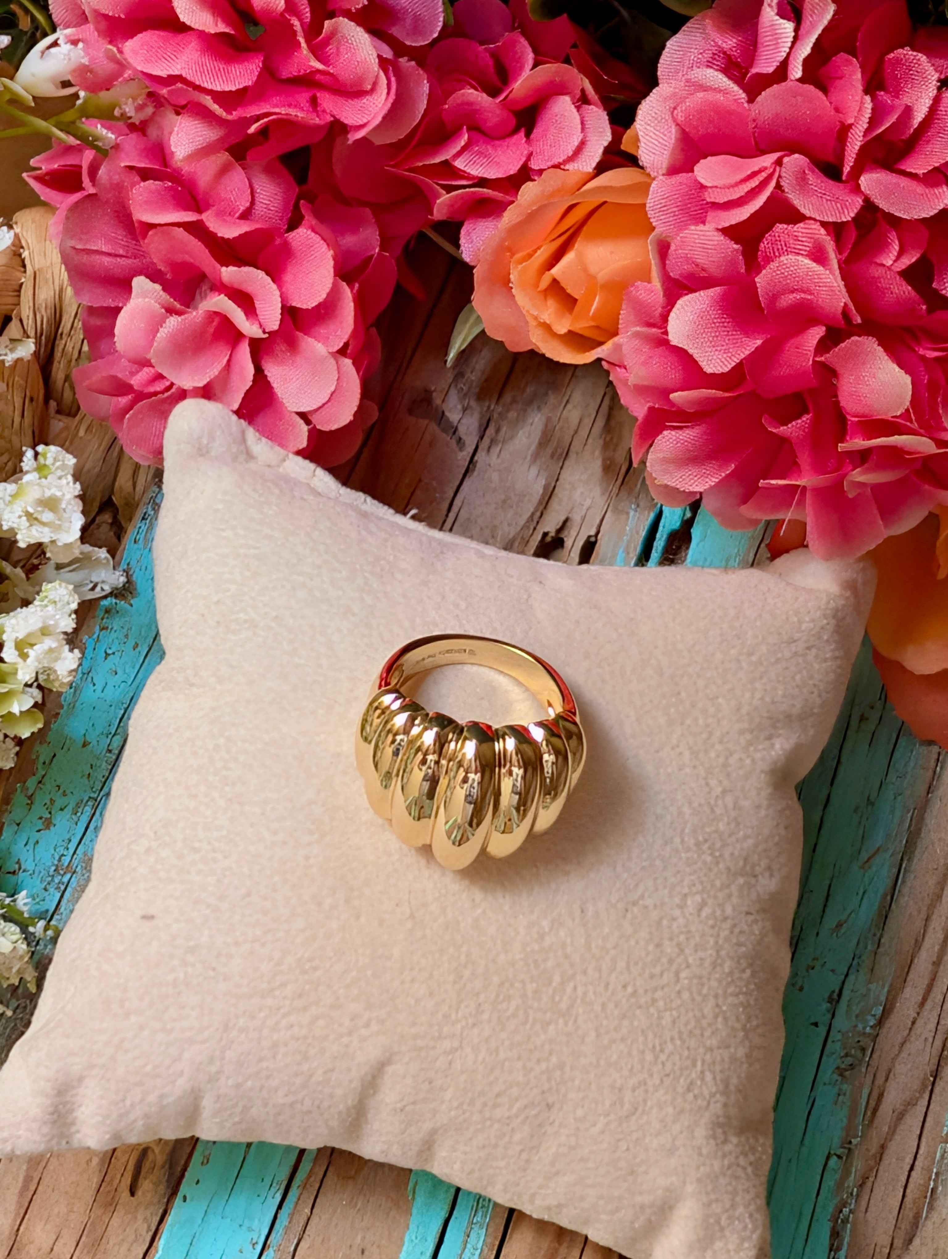 Bubble Dome Statement Ring 14k Gold Plated