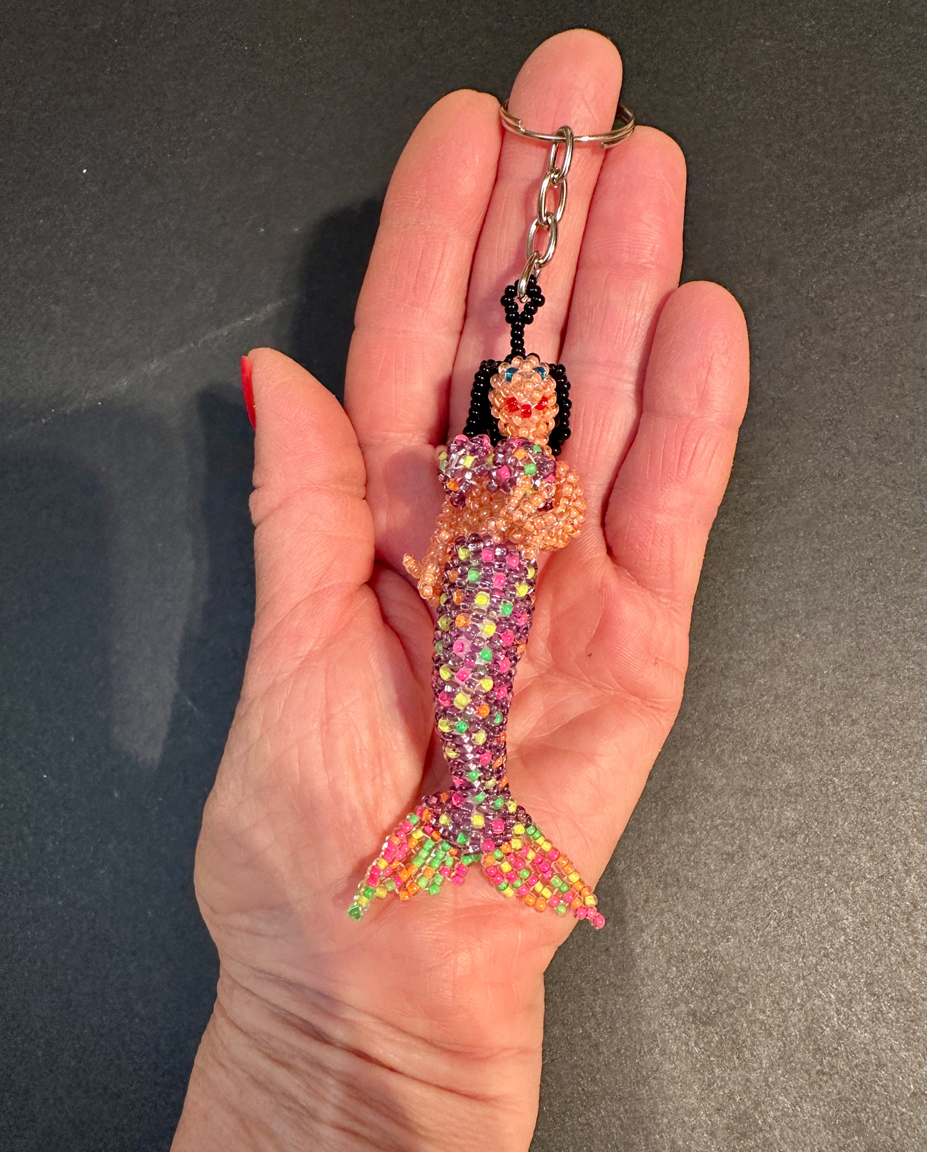 Handmade Beaded Mermaid Keychain