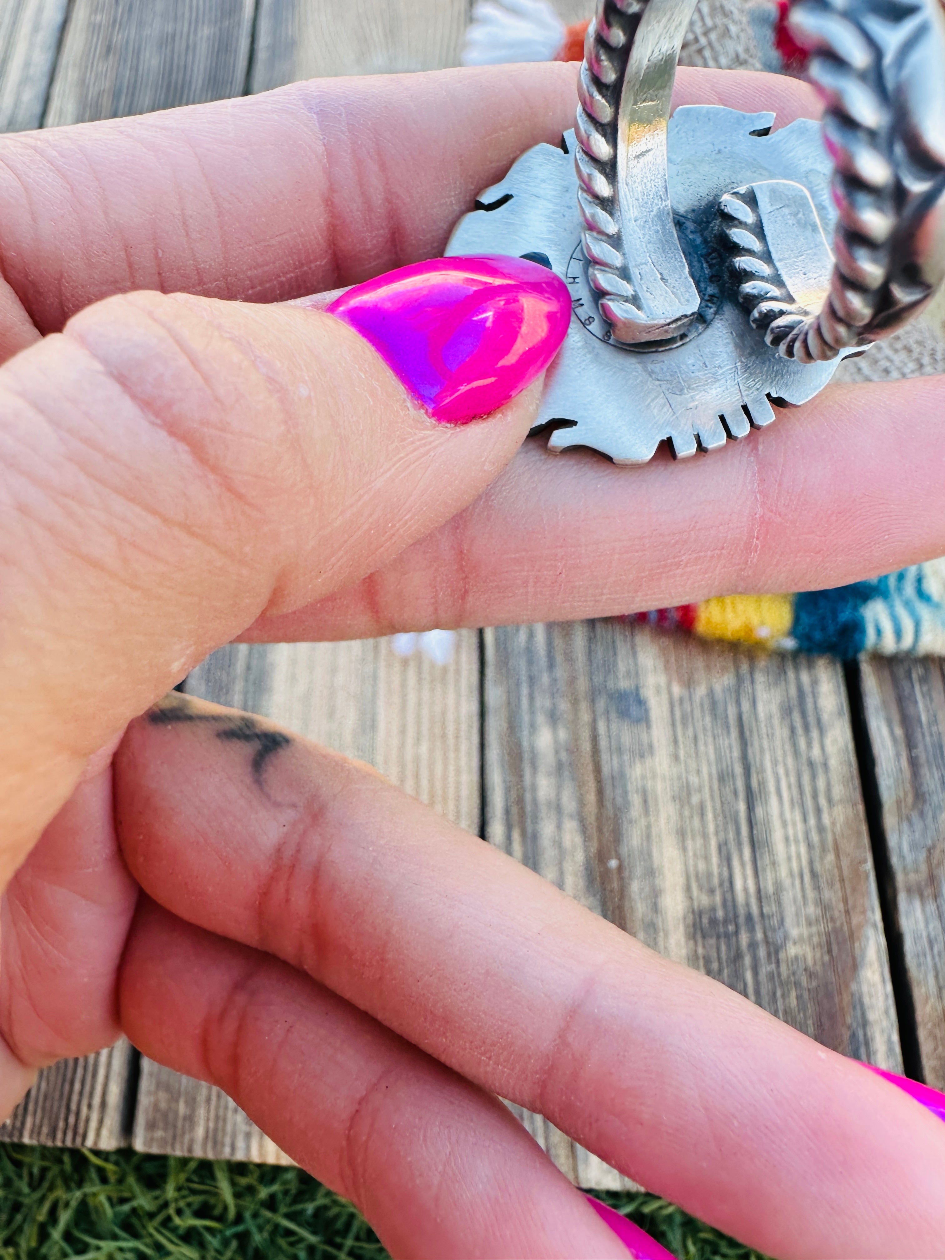 Handcrafted Turquoise & Sterling Silver Adjustable Ring