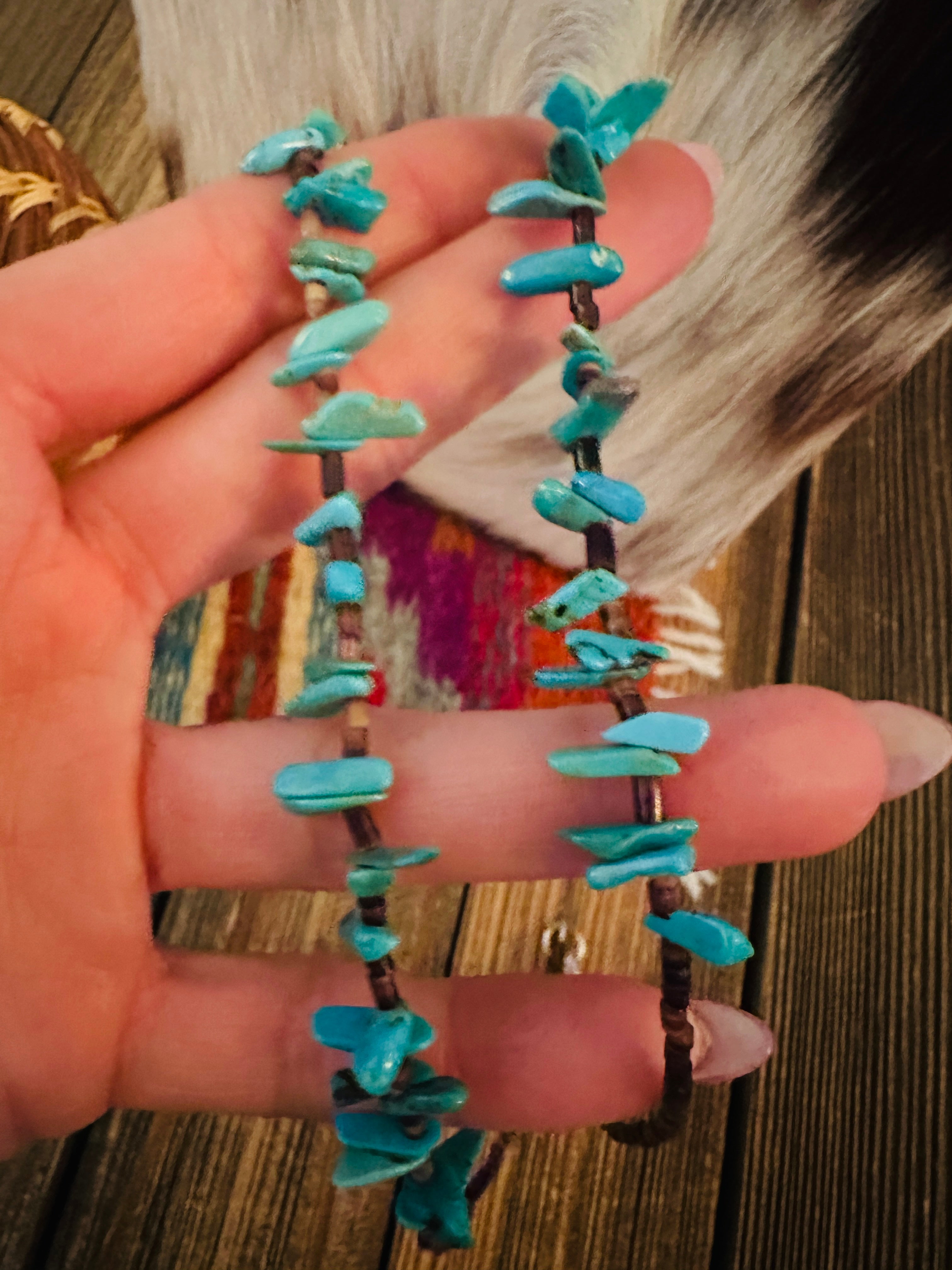 Handcrafted Turquoise & Heishi 20” Beaded Necklace