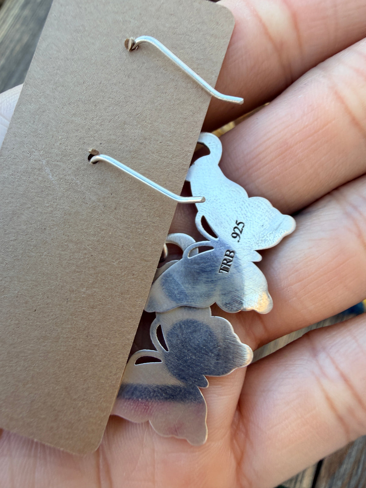 Handmade Sterling Silver Dangle Butterfly Earrings