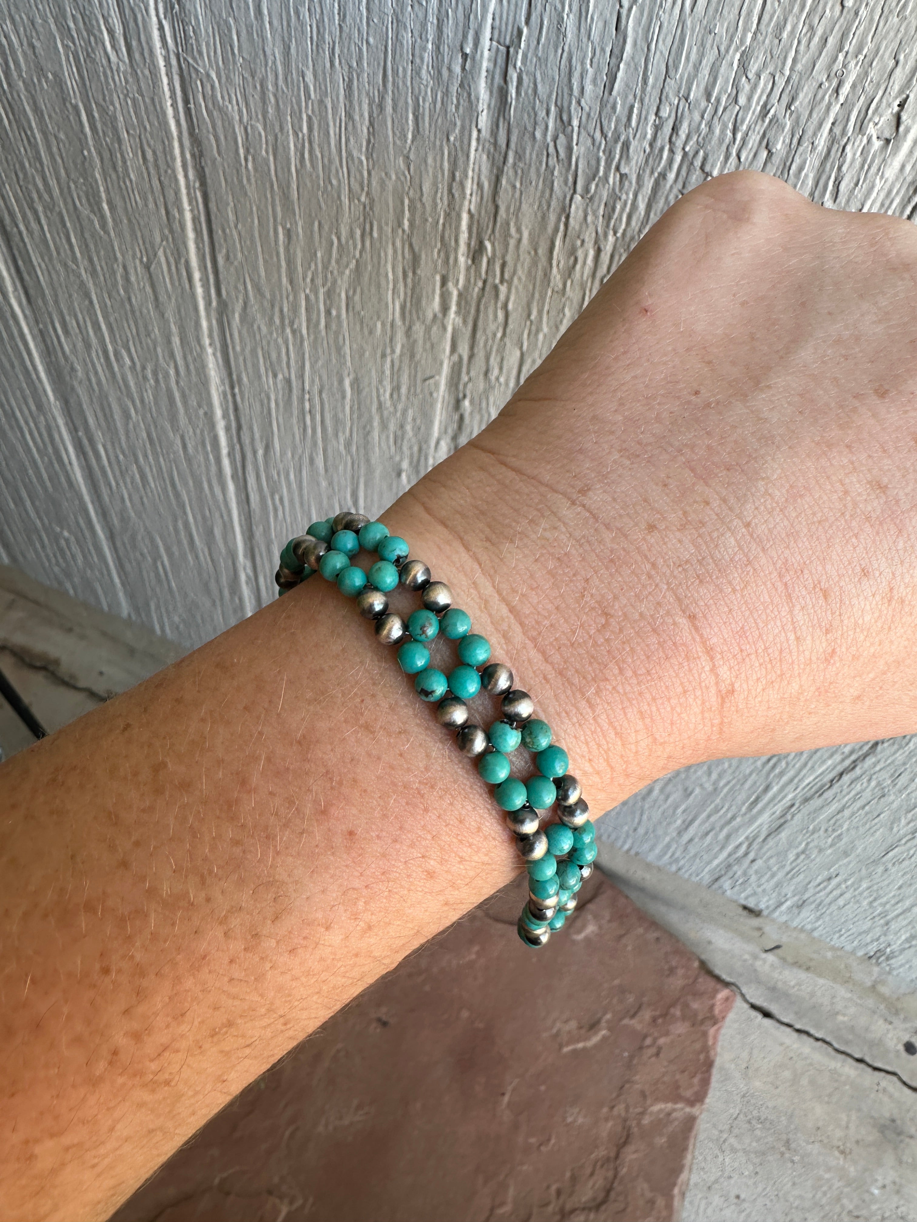 COWGIRL UP Handmade Sterling Silver & Turquoise Beaded Bracelet