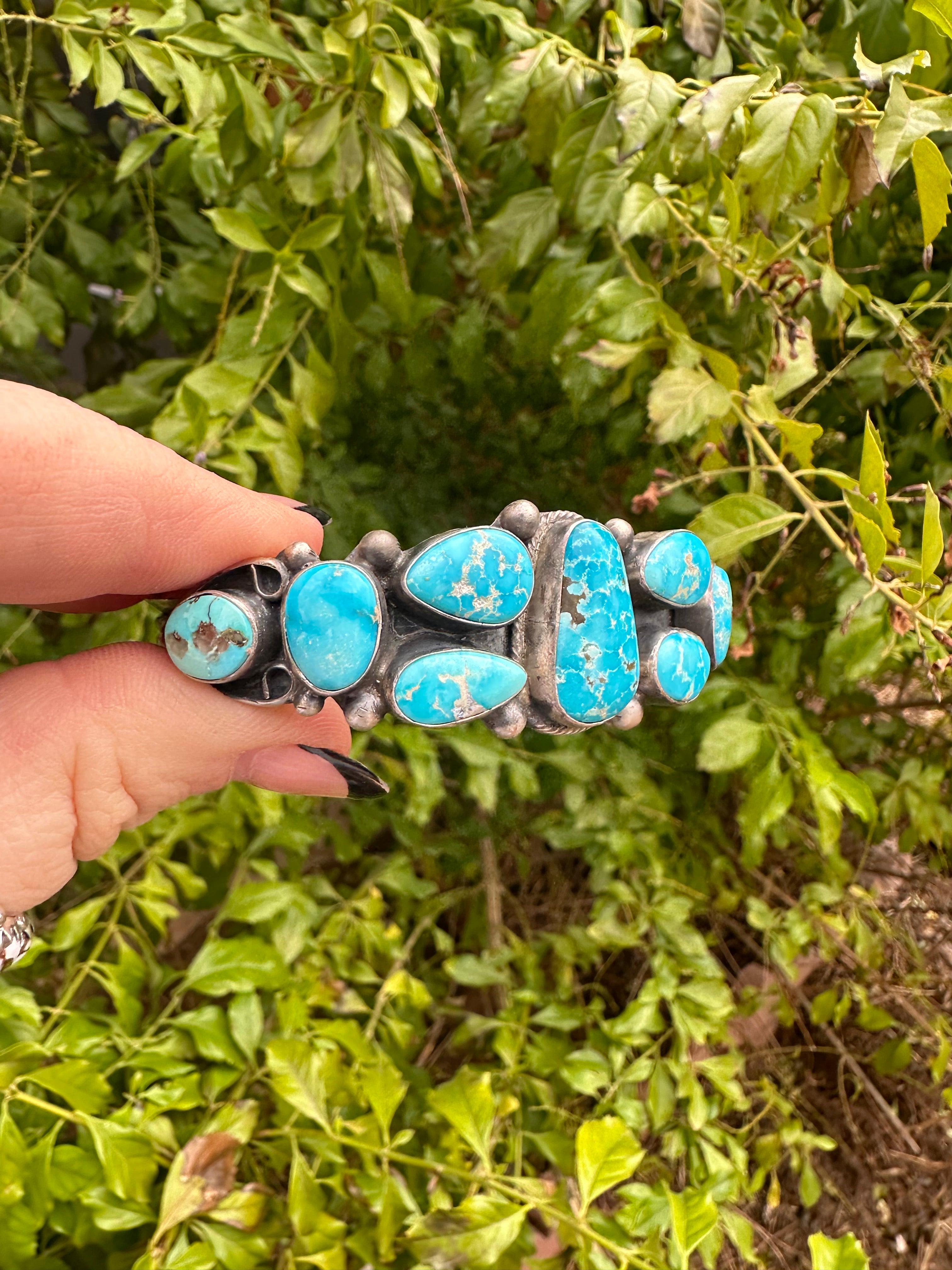 Beautiful Kathleen Livingston Navajo Sterling Turquoise Bracelet Cuff Signed