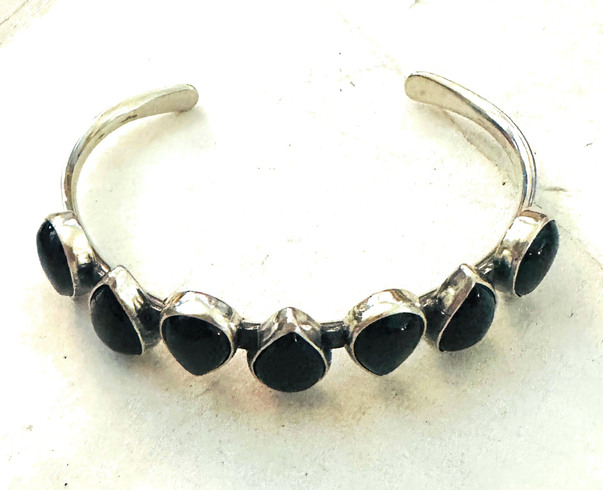 Navajo Sterling Silver & Onyx Cuff Bracelet