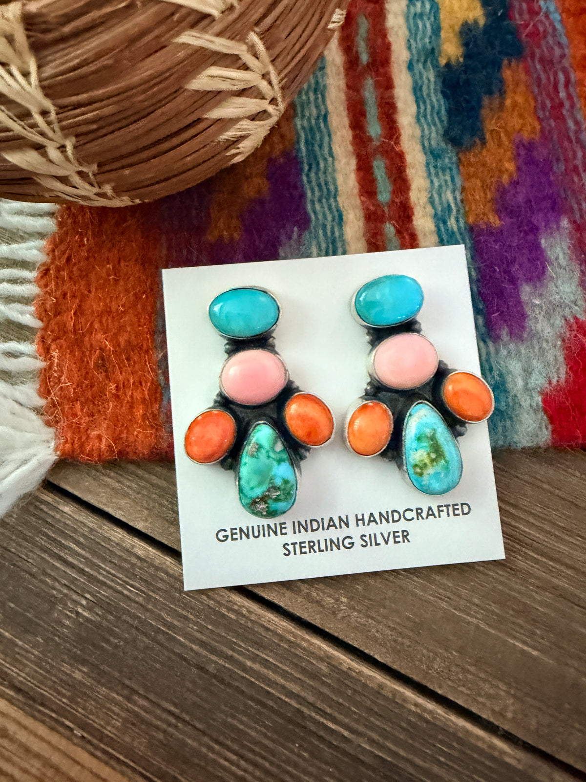 Handcrafted Multi Stone & Sterling Silver Dangle Earrings