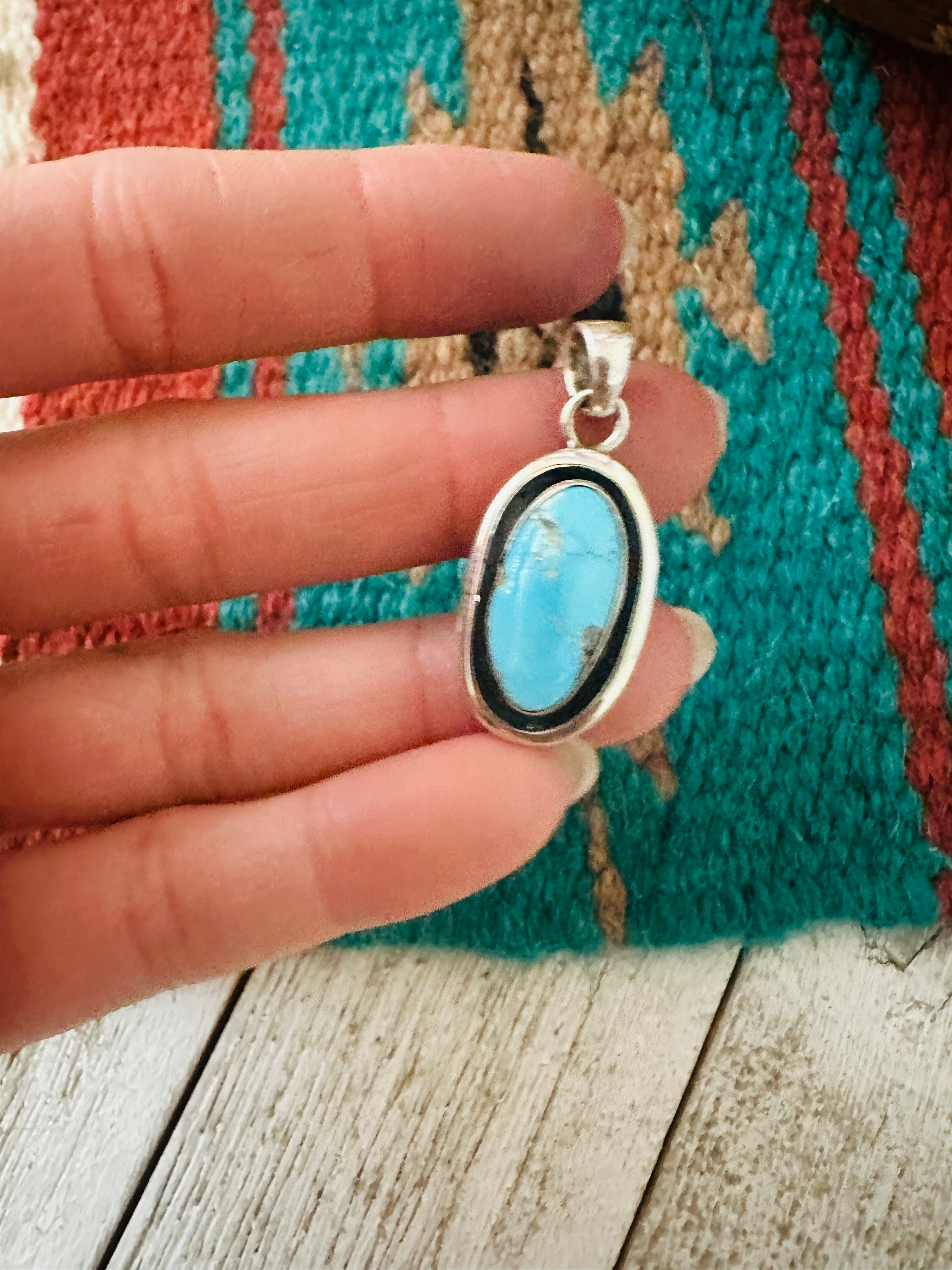 Navajo Turquoise & Sterling Silver Shadowbox Pendant