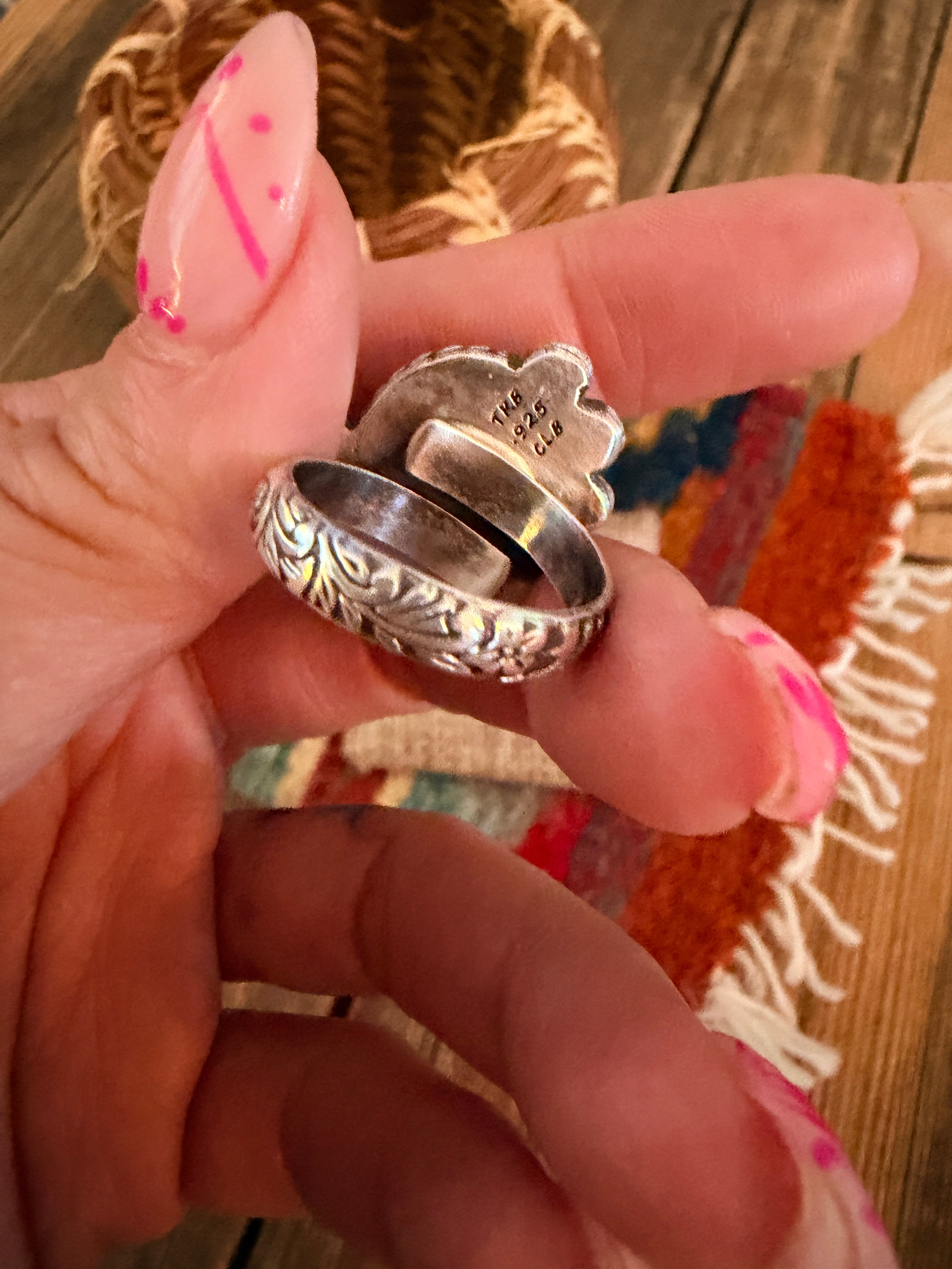 Handmade Sterling Silver and Turquoise Adjustable Ring