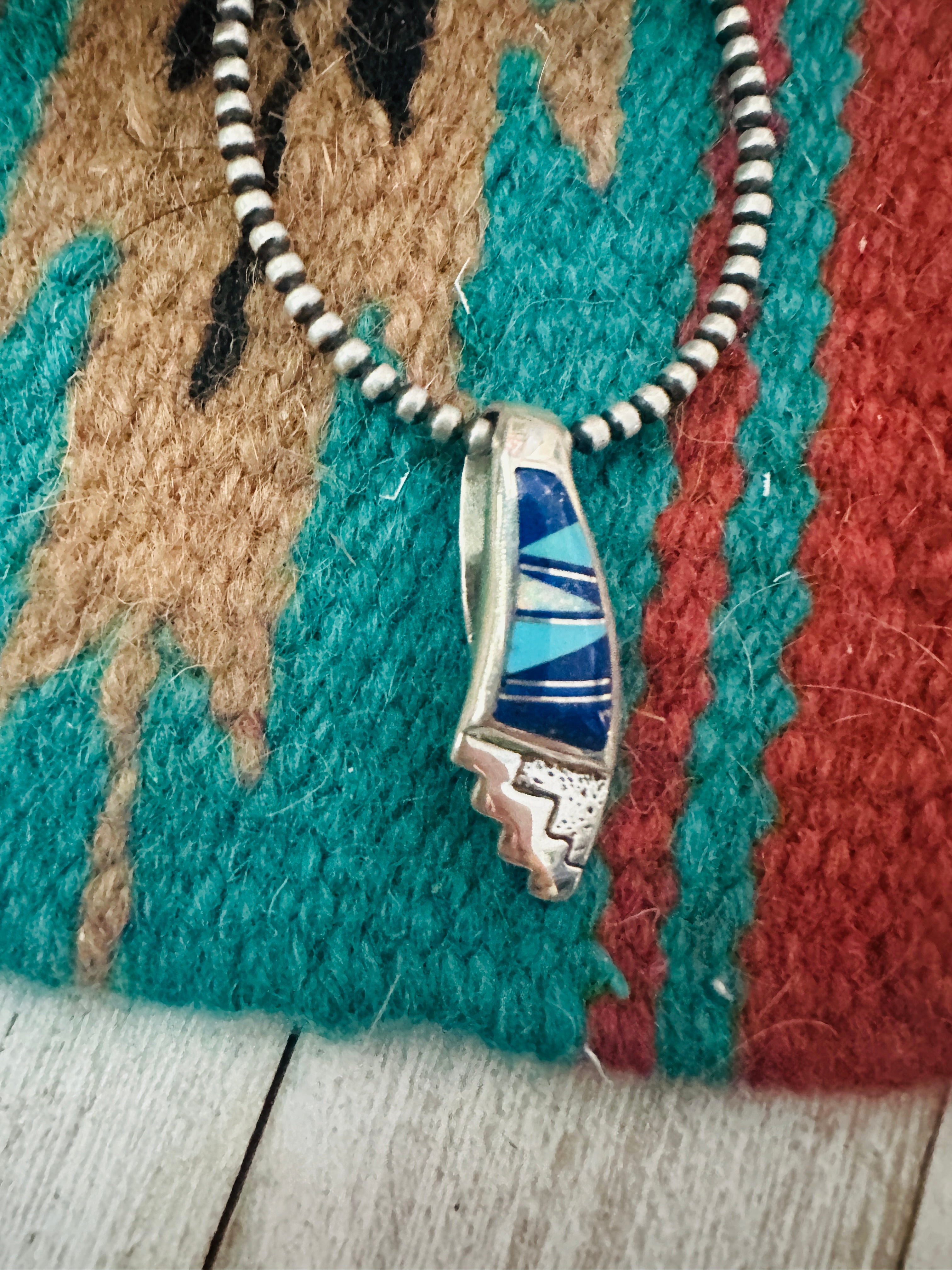 Navajo Multi Stone & Sterling Silver Inlay Pendant