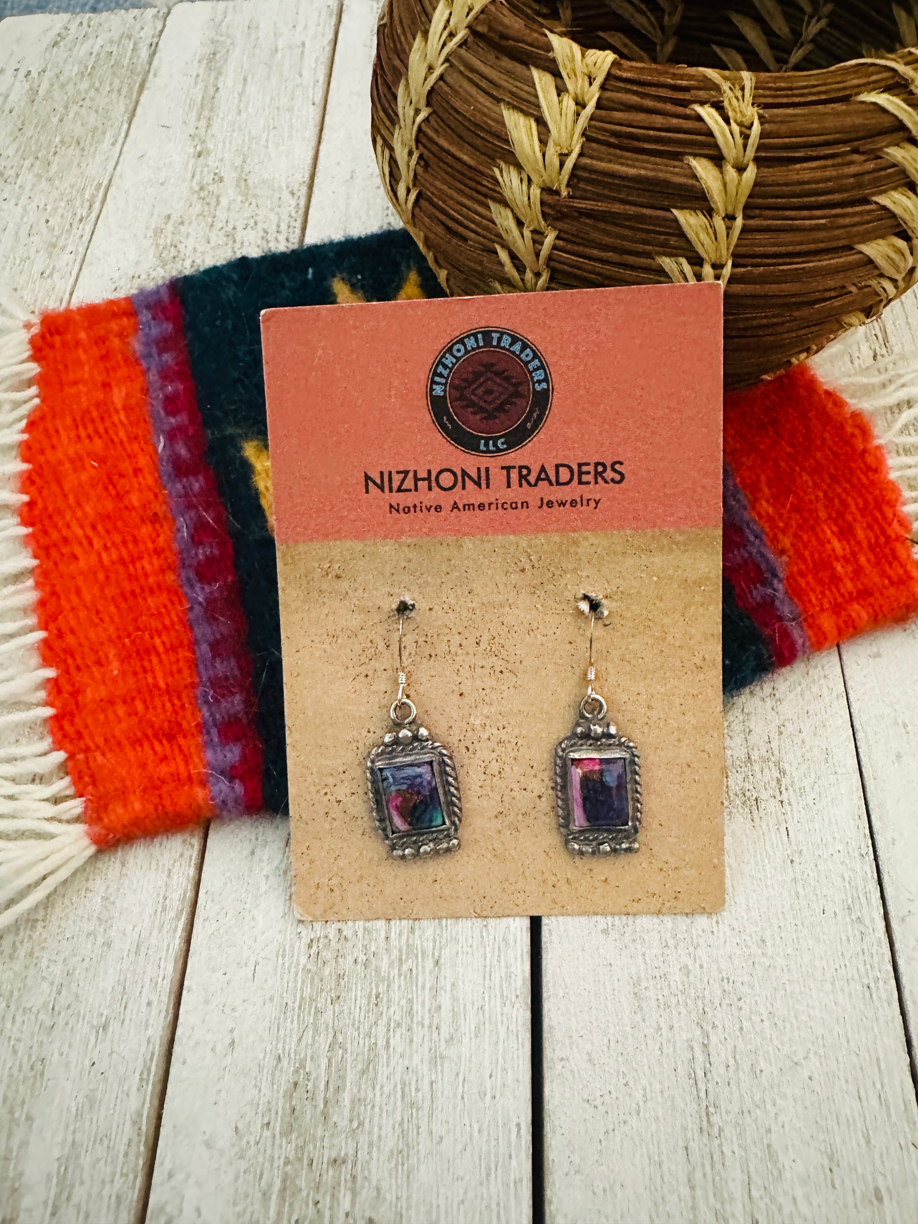 Navajo Pink Dream Mojave & Sterling Silver Dangle Earrings