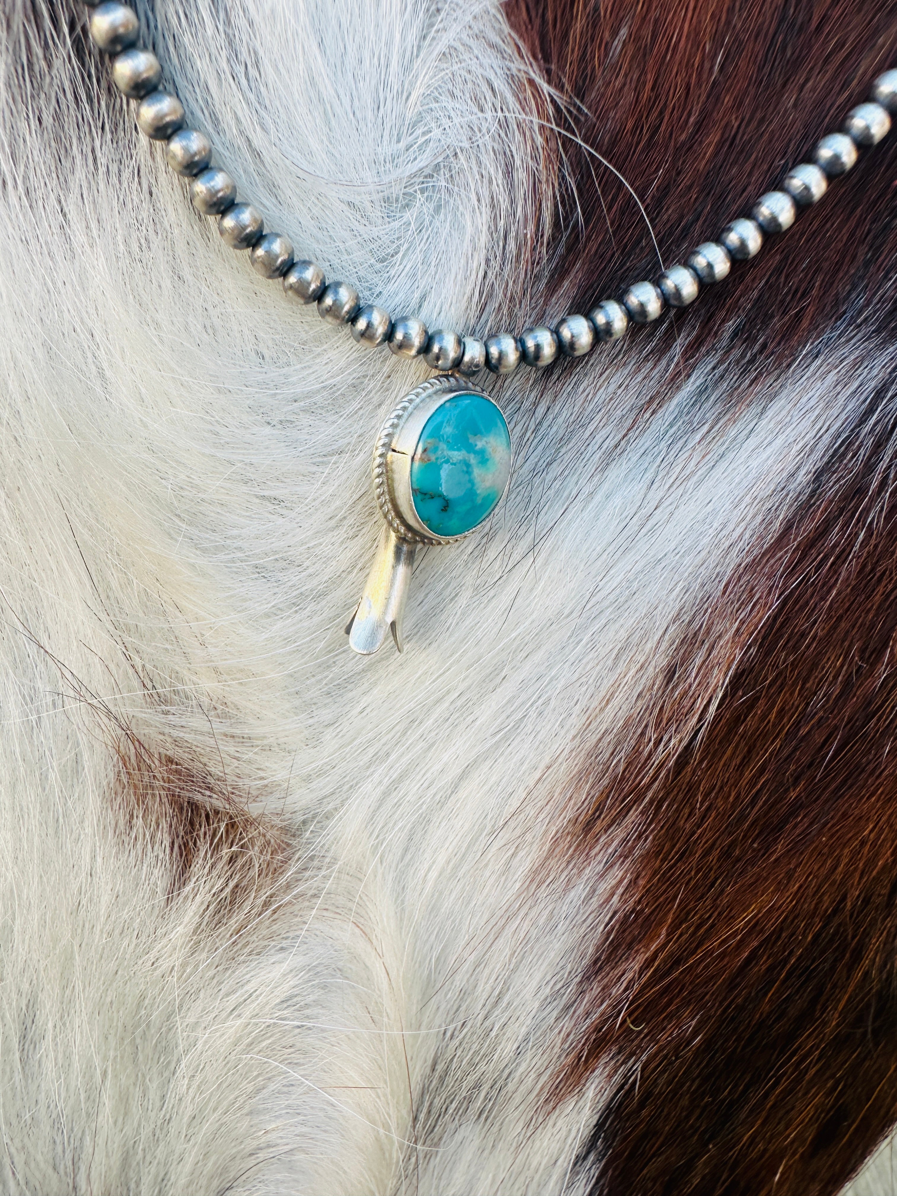 Handcrafted Turquoise & Sterling Silver Beaded Blossom Necklace