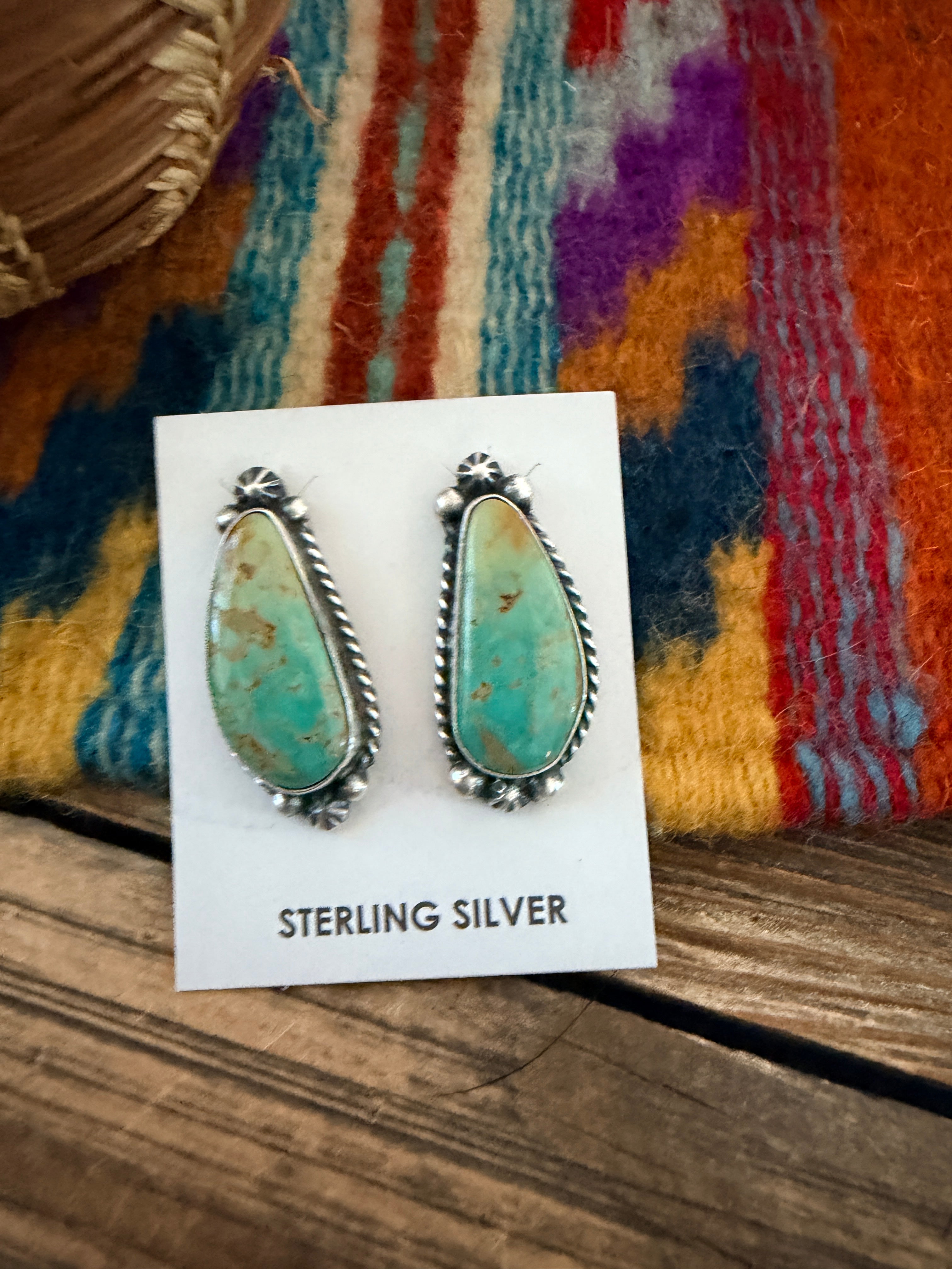 Handcrafted Turquoise & Sterling Silver Post Earrings