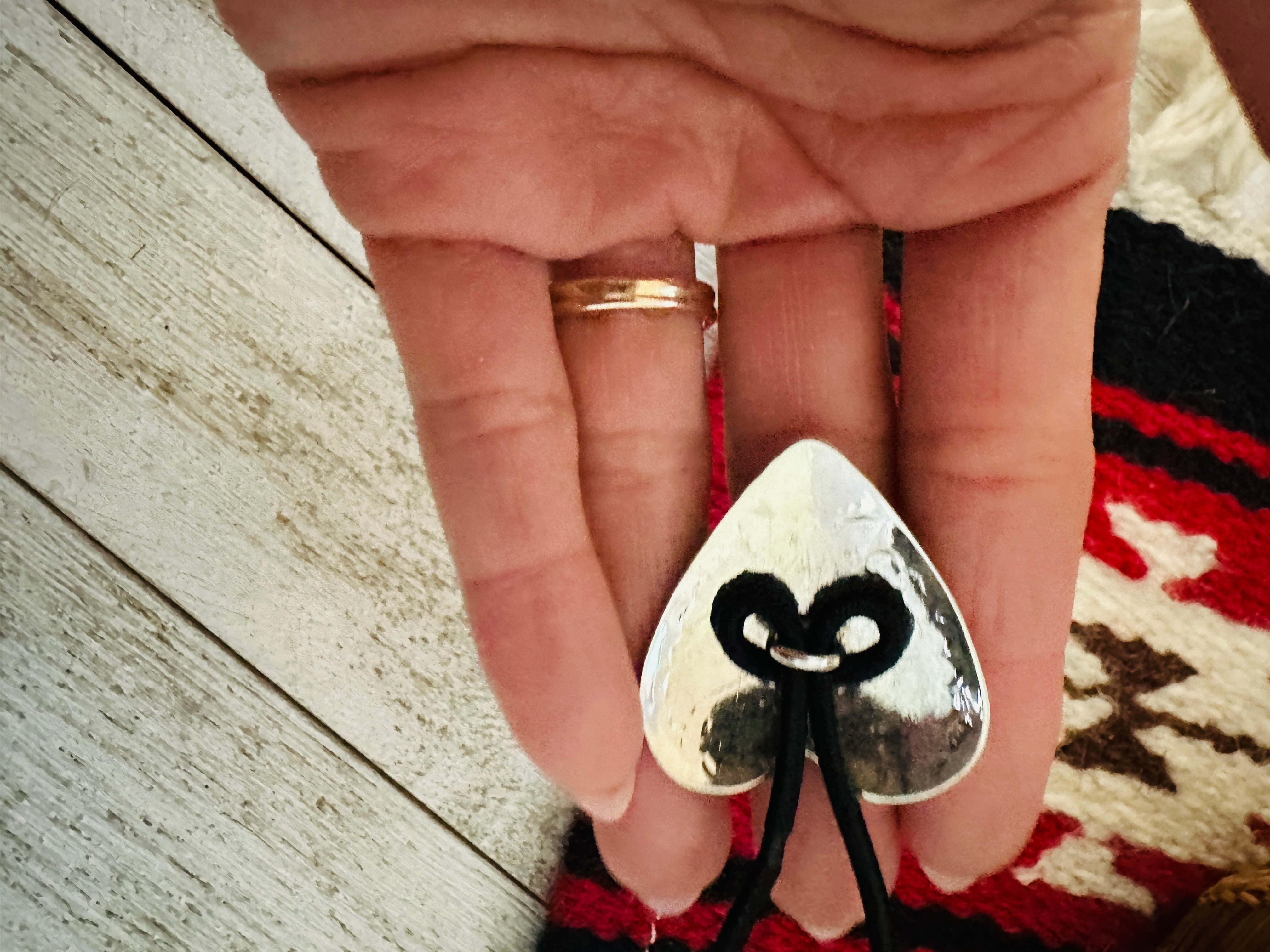 Navajo Hand Stamped Sterling Silver Heart Hair Tie