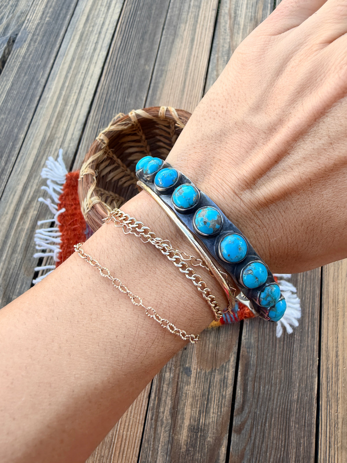 Handcrafted Turquoise & Sterling Silver Bangle Bracelet