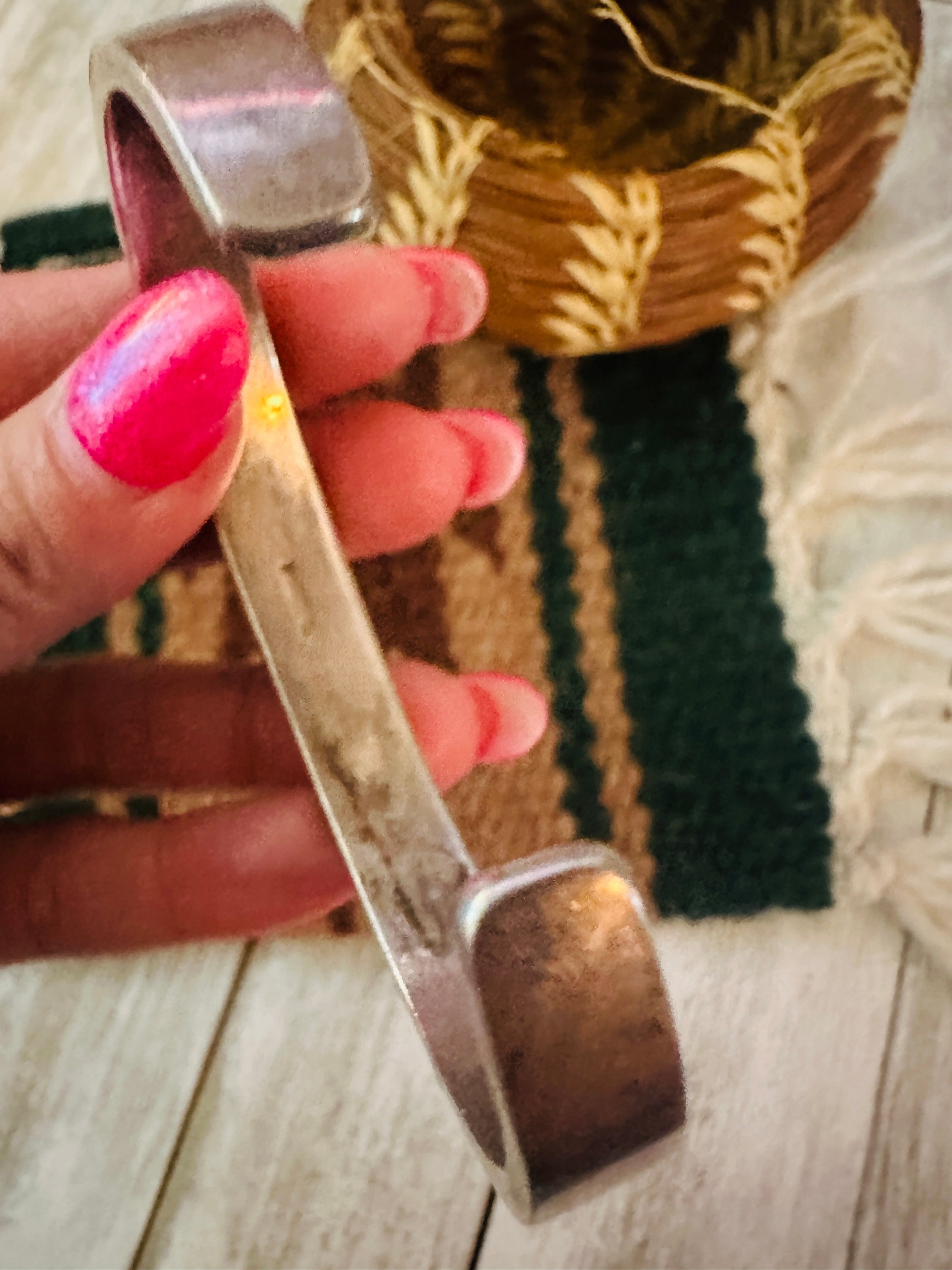 Handcrafted Old Pawn Multi Stone & Sterling Silver Inlay Cuff Bracelet