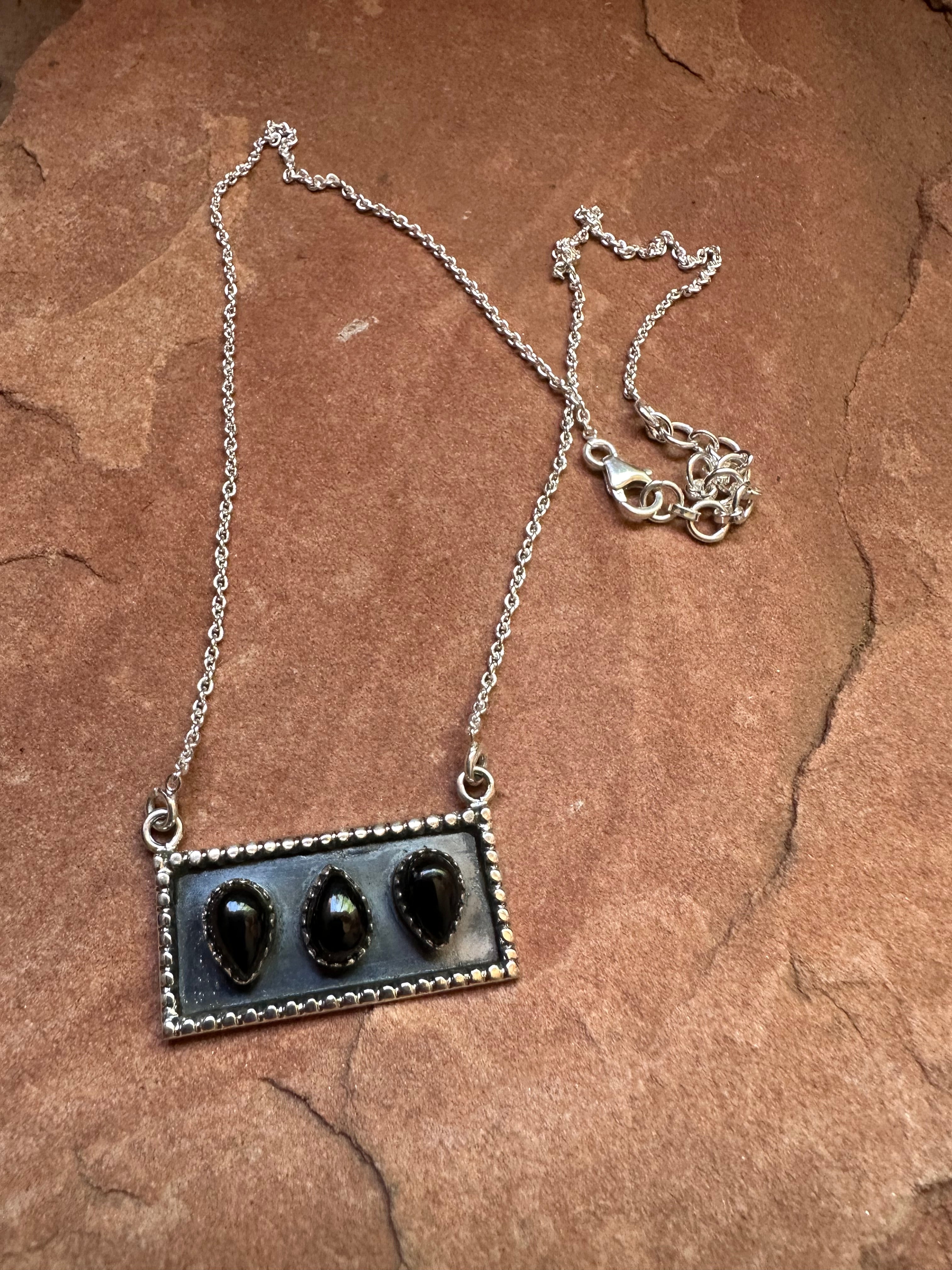 Onyx order western style handmade necklace and earrings