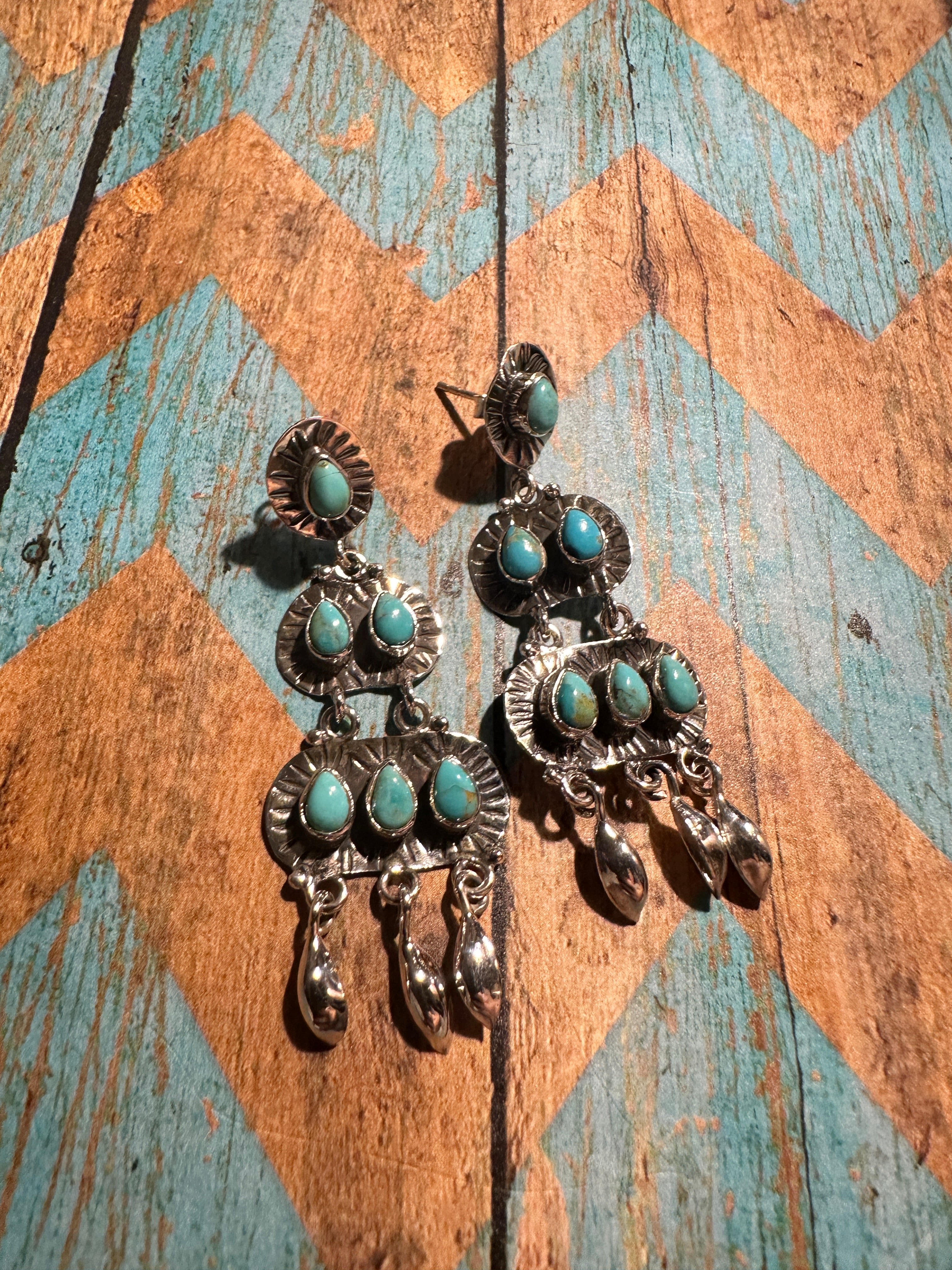 The Dixie Handmade Turquoise and Sterling Silver Dangles