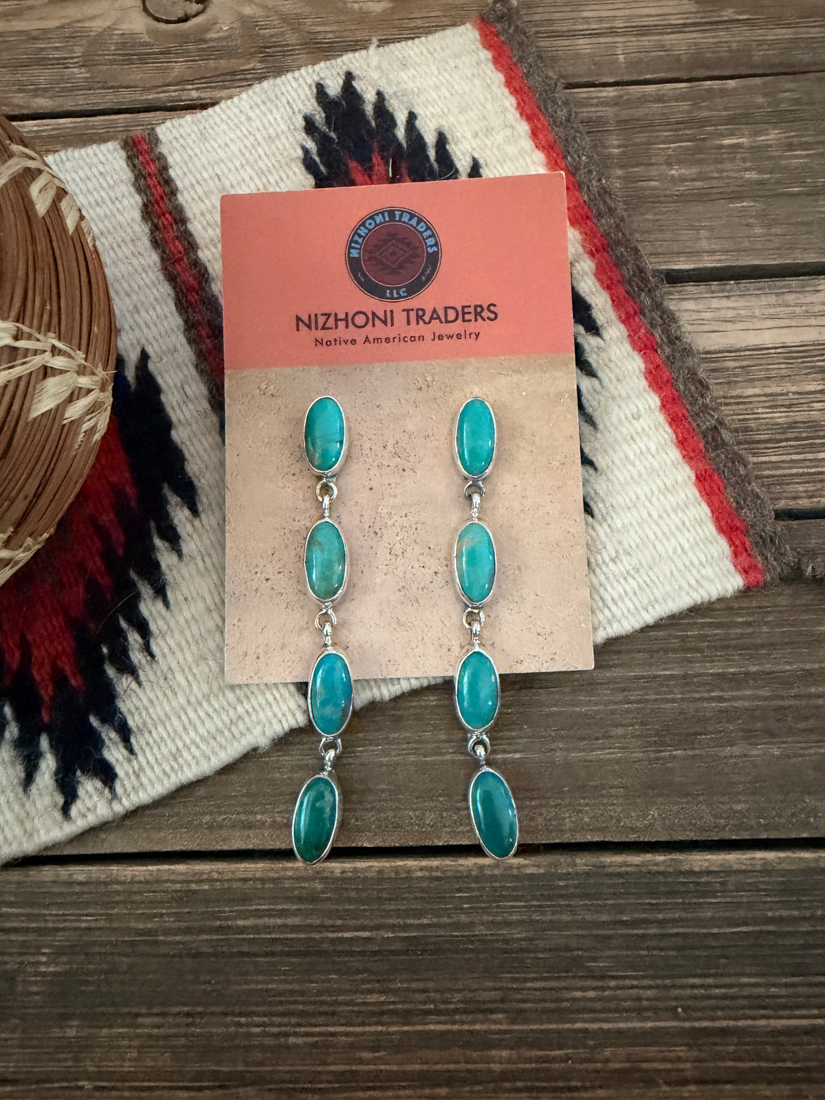 Handcrafted Turquoise & Sterling Silver Dangle Earrings