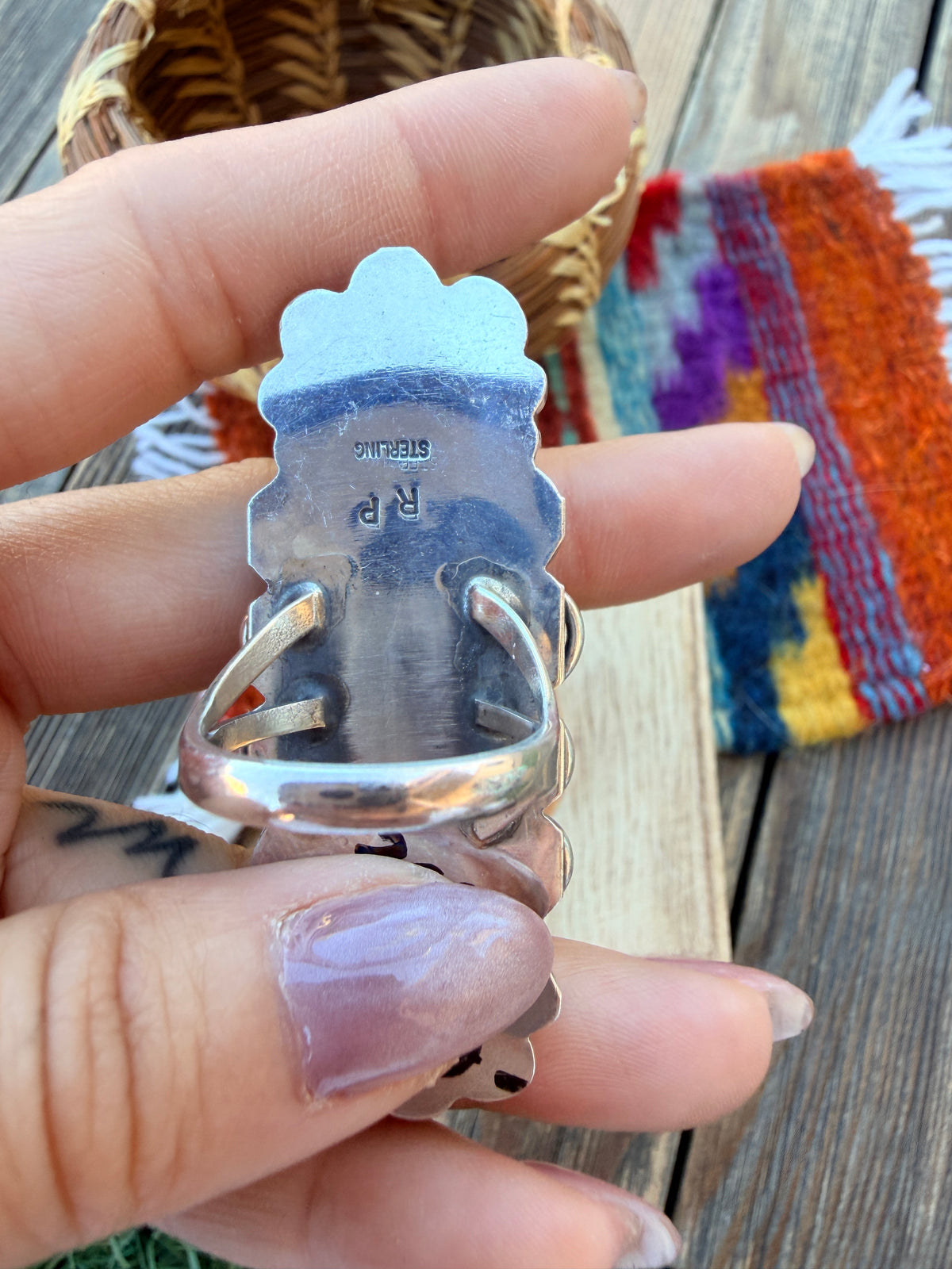 Handcrafted Royston Turquoise & Sterling Silver Ring 10 by Rosella Paxson