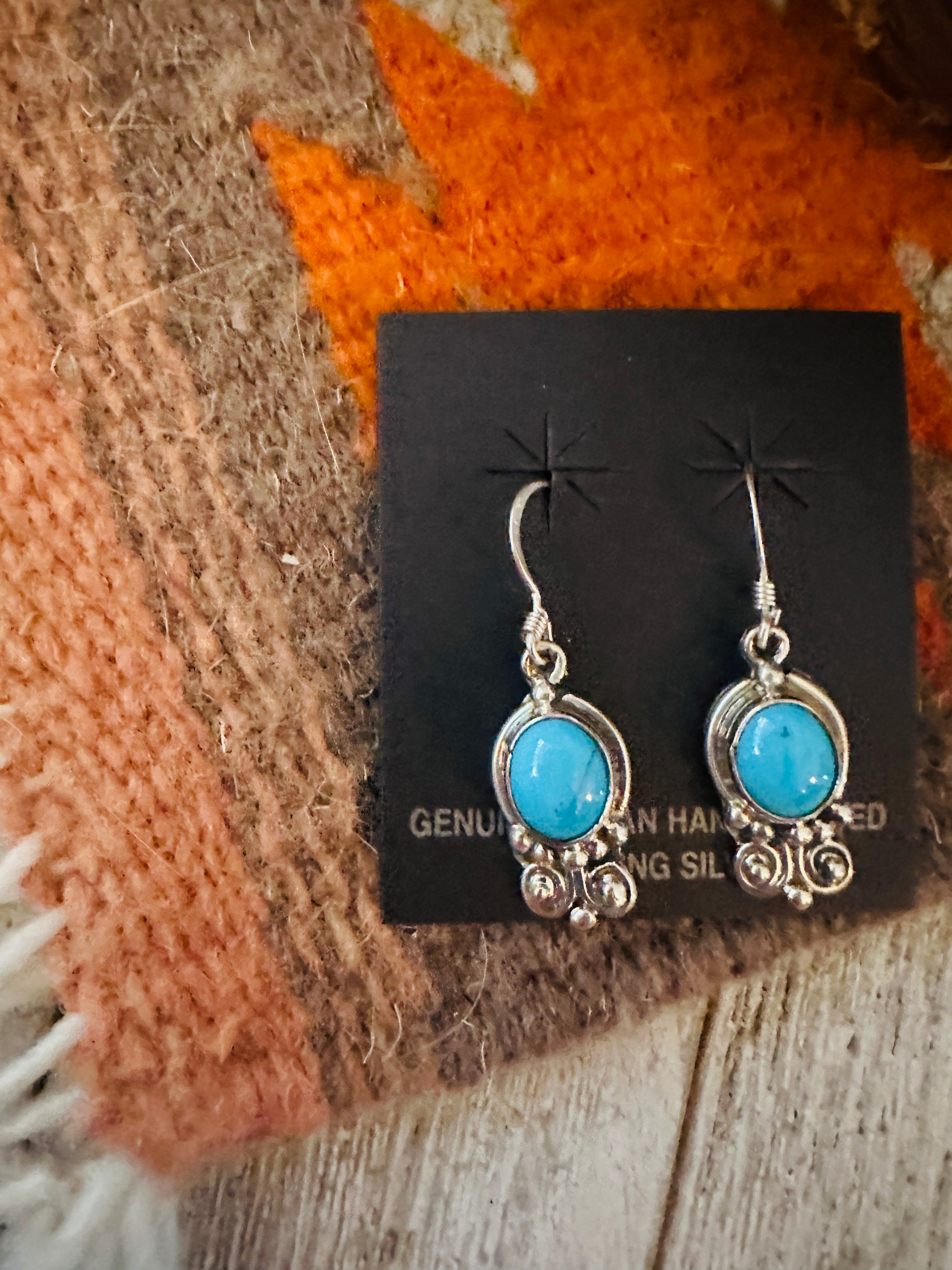 Handcrafted Sterling Silver & Turquoise Dangle Earrings