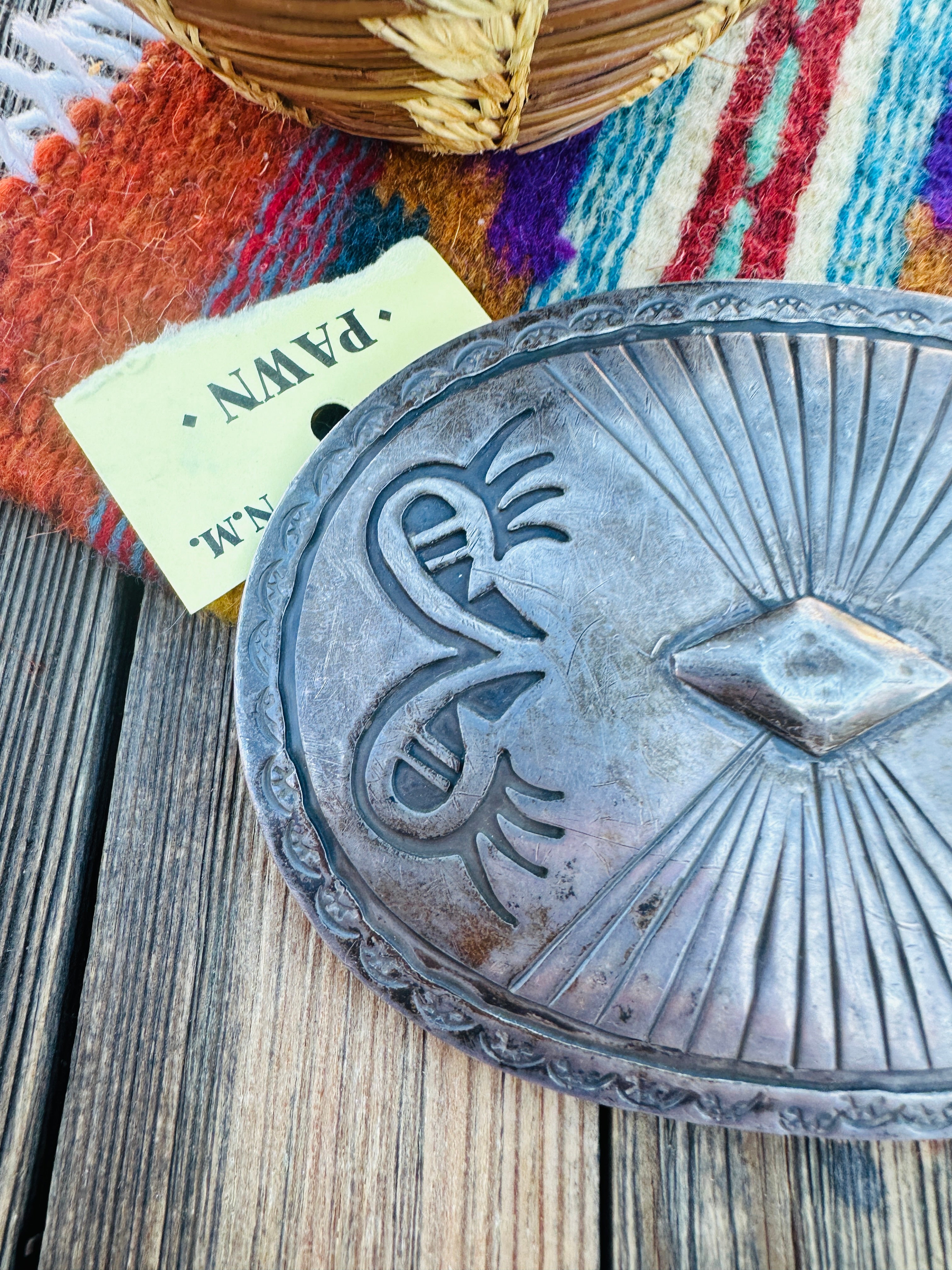 Handcrafted Vintage Old Pawn Sterling Silver Belt Buckle