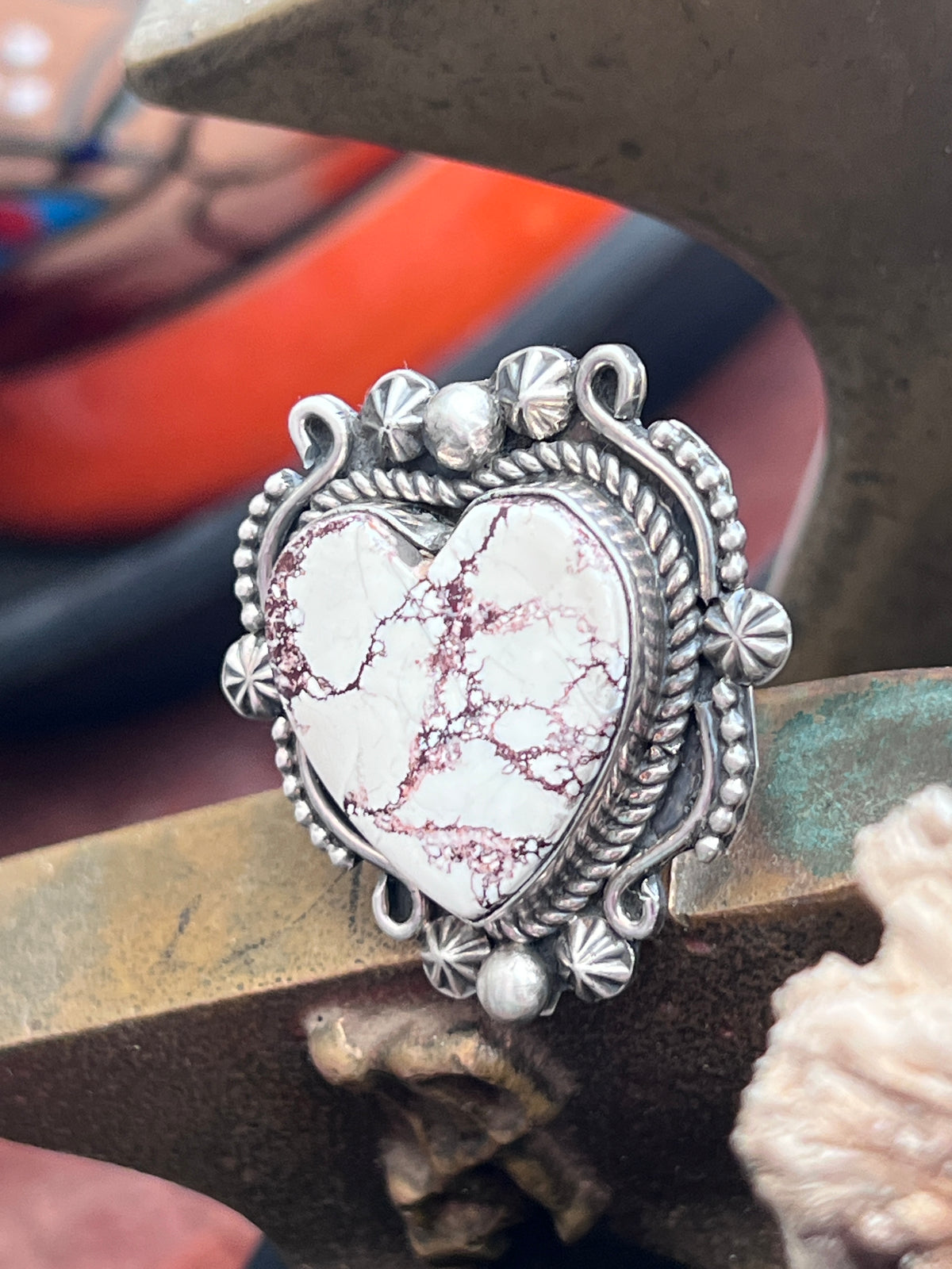 Rosella Paxson Sterling Silver & Wild Horse Heart Ring, Size 7.5-8