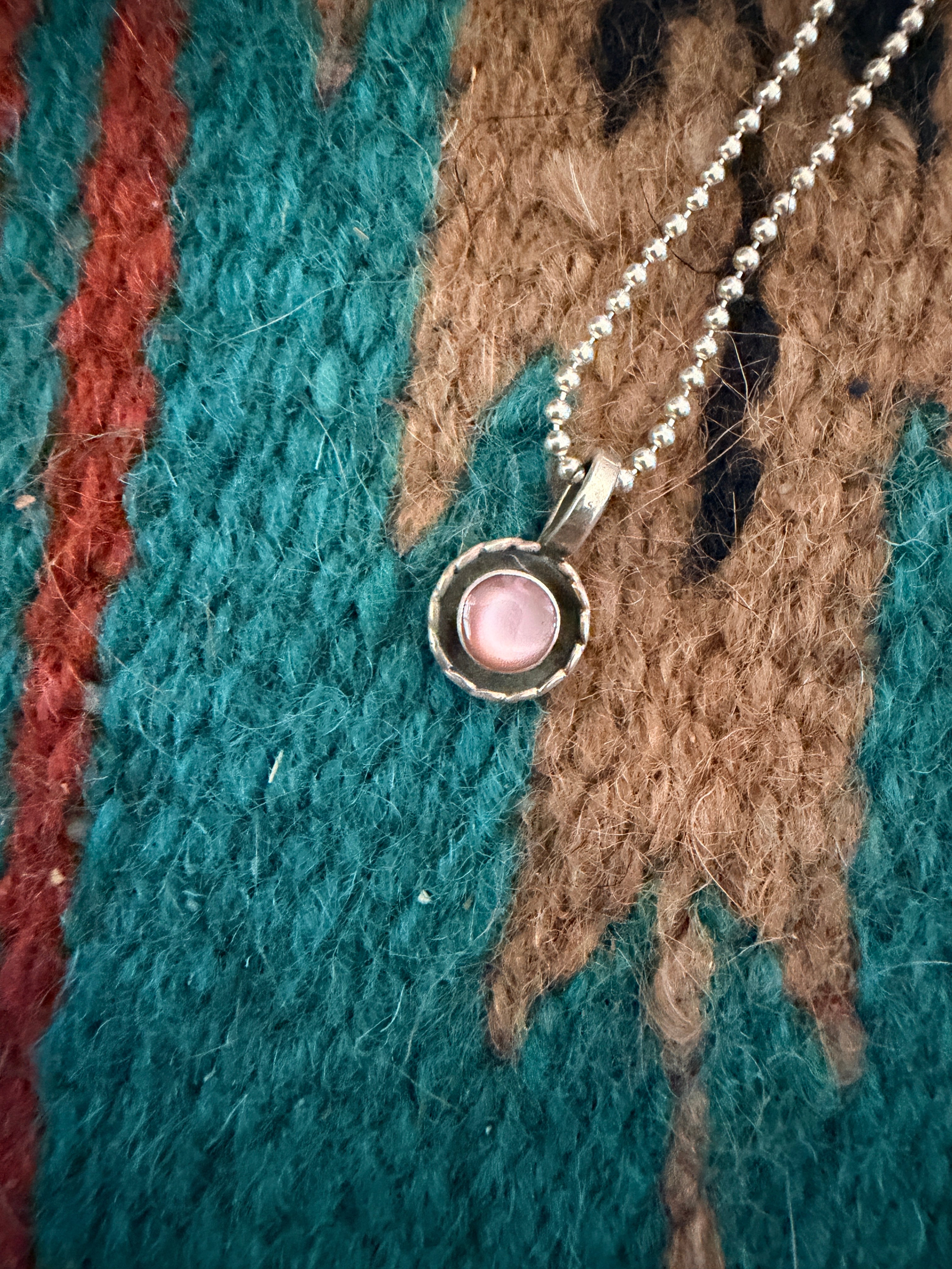 Handcrafted Sterling Silver and Pink Mother of Pearl Mini Pendant