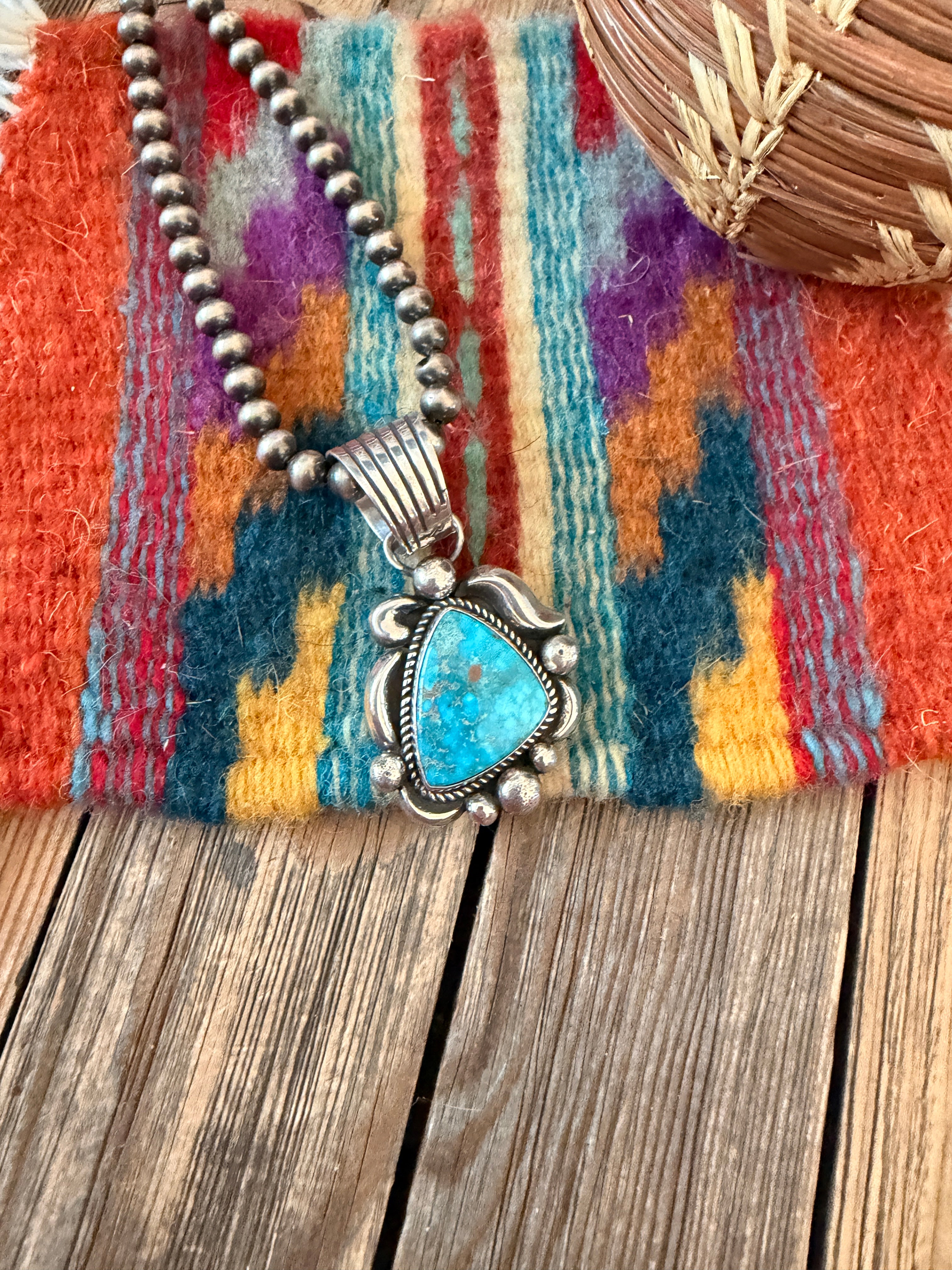 Handcrafted Sterling Silver & Turquoise Pendant by Albert Jake