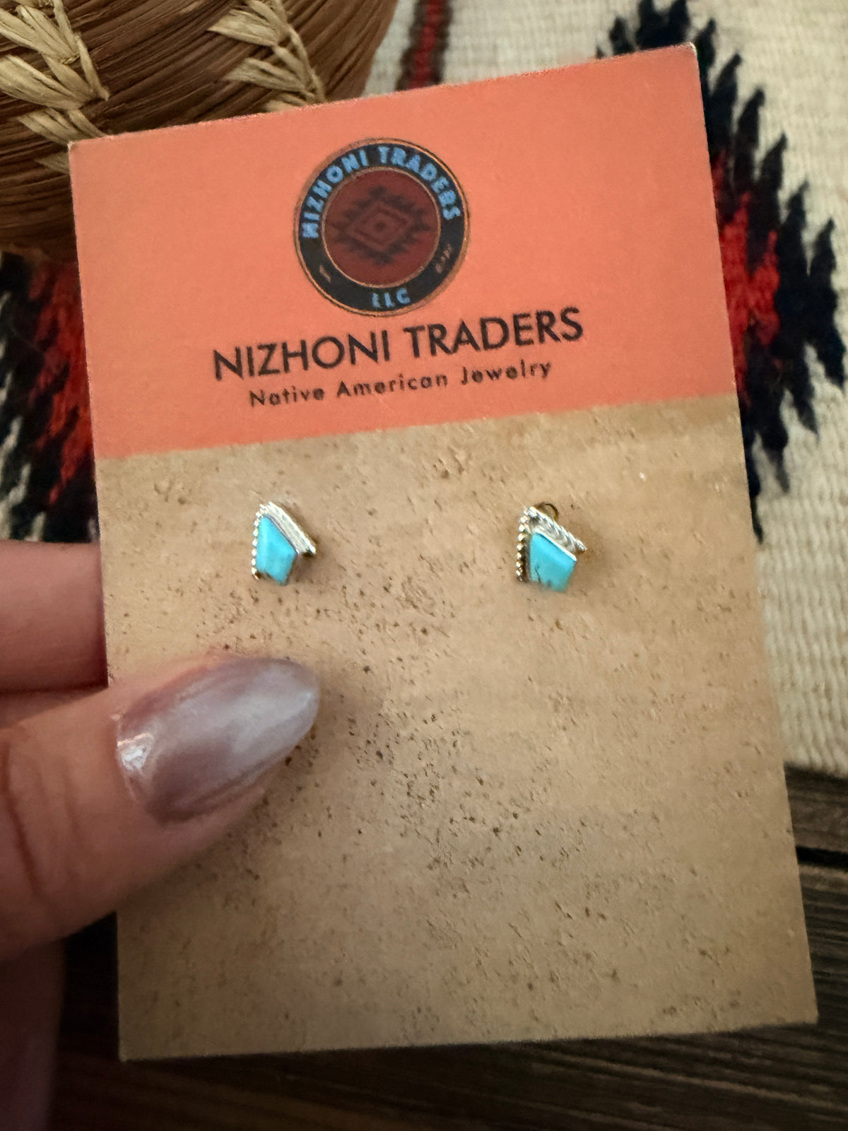 Handcrafted Sterling Silver & Turquoise Stud Earrings