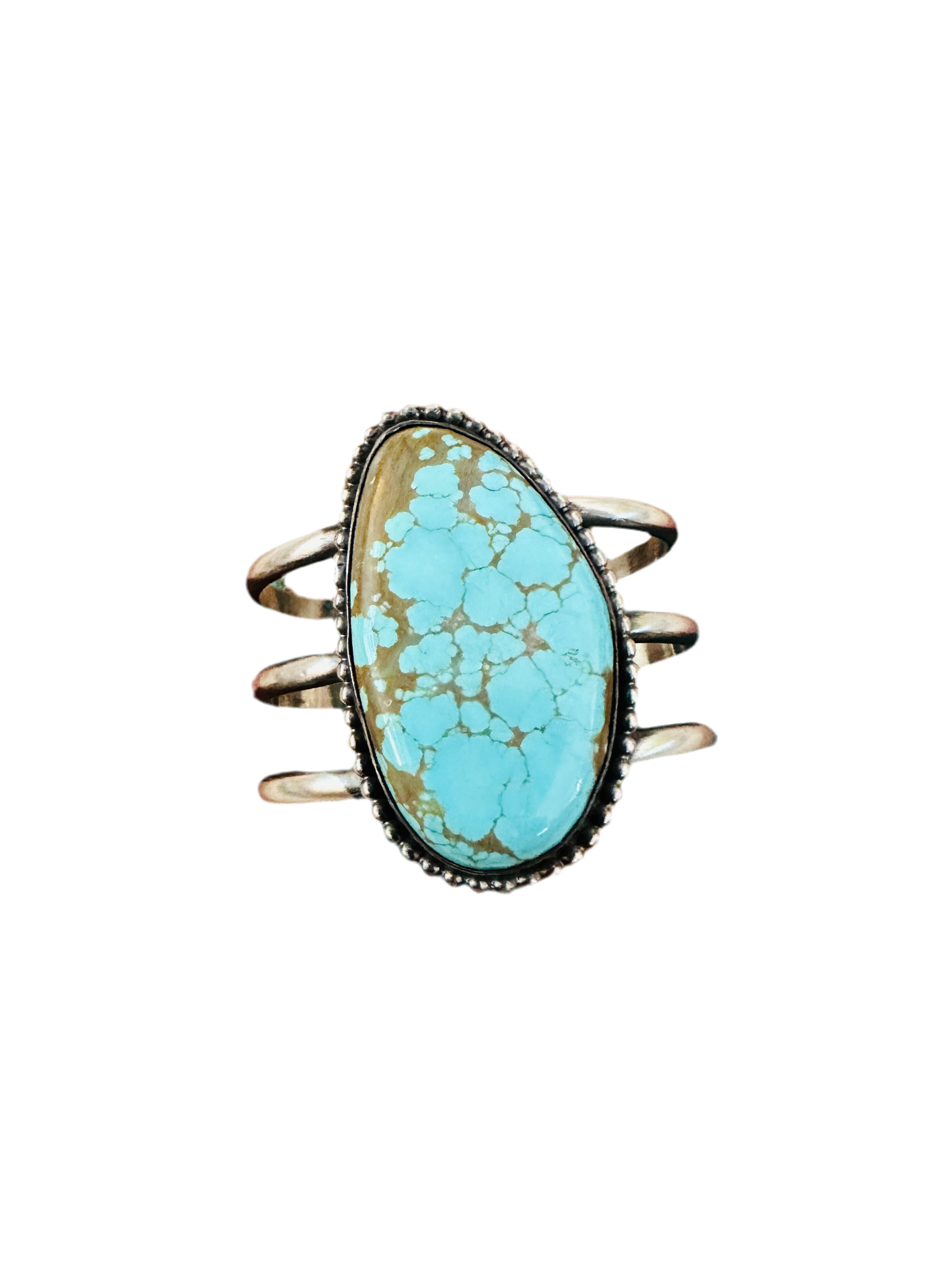 Handcrafted Sterling Silver & Number 8 Turquoise Cuff Bracelet by Chimney Butte