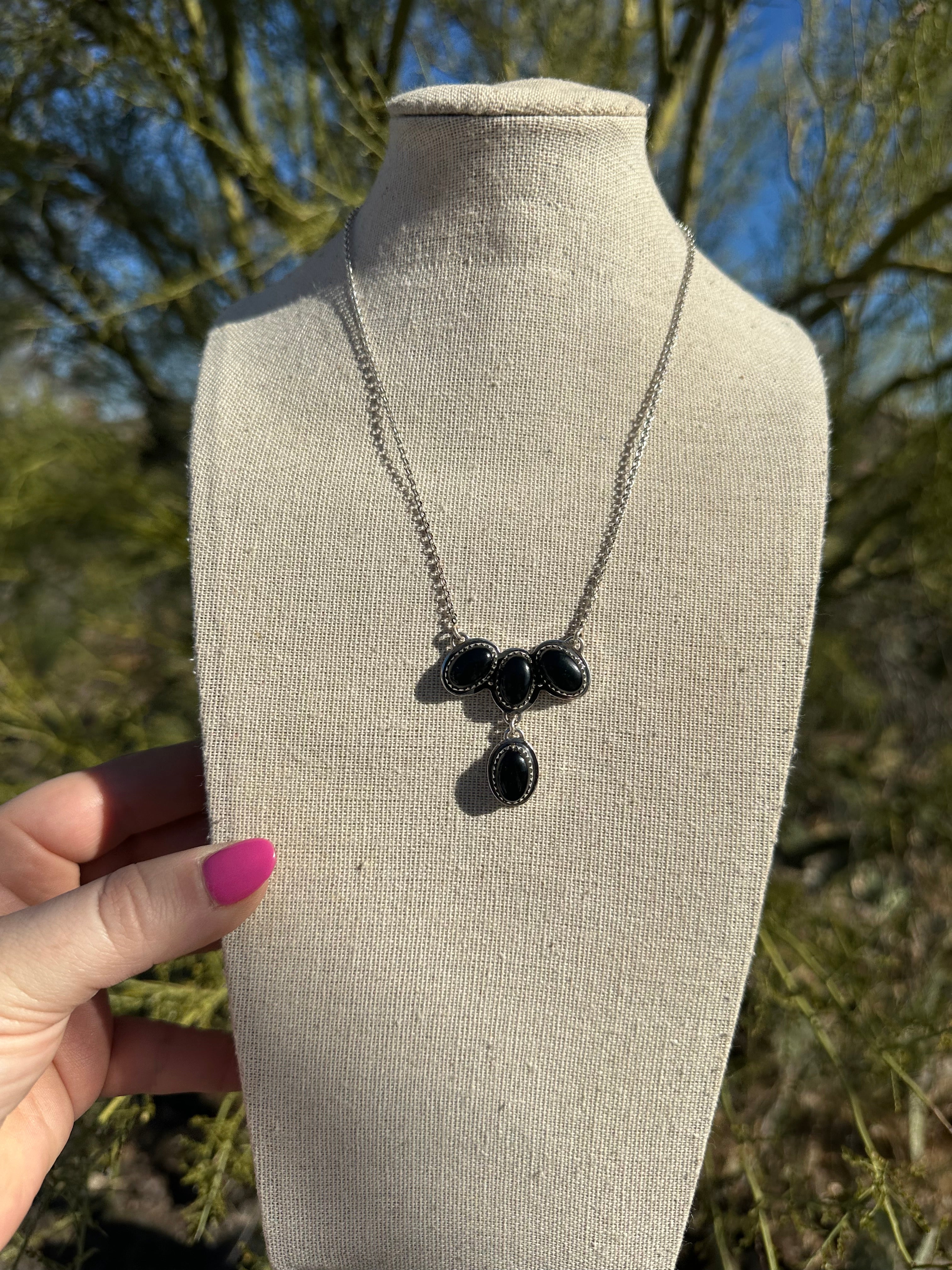 Handmade Onyx & Sterling Silver Necklace