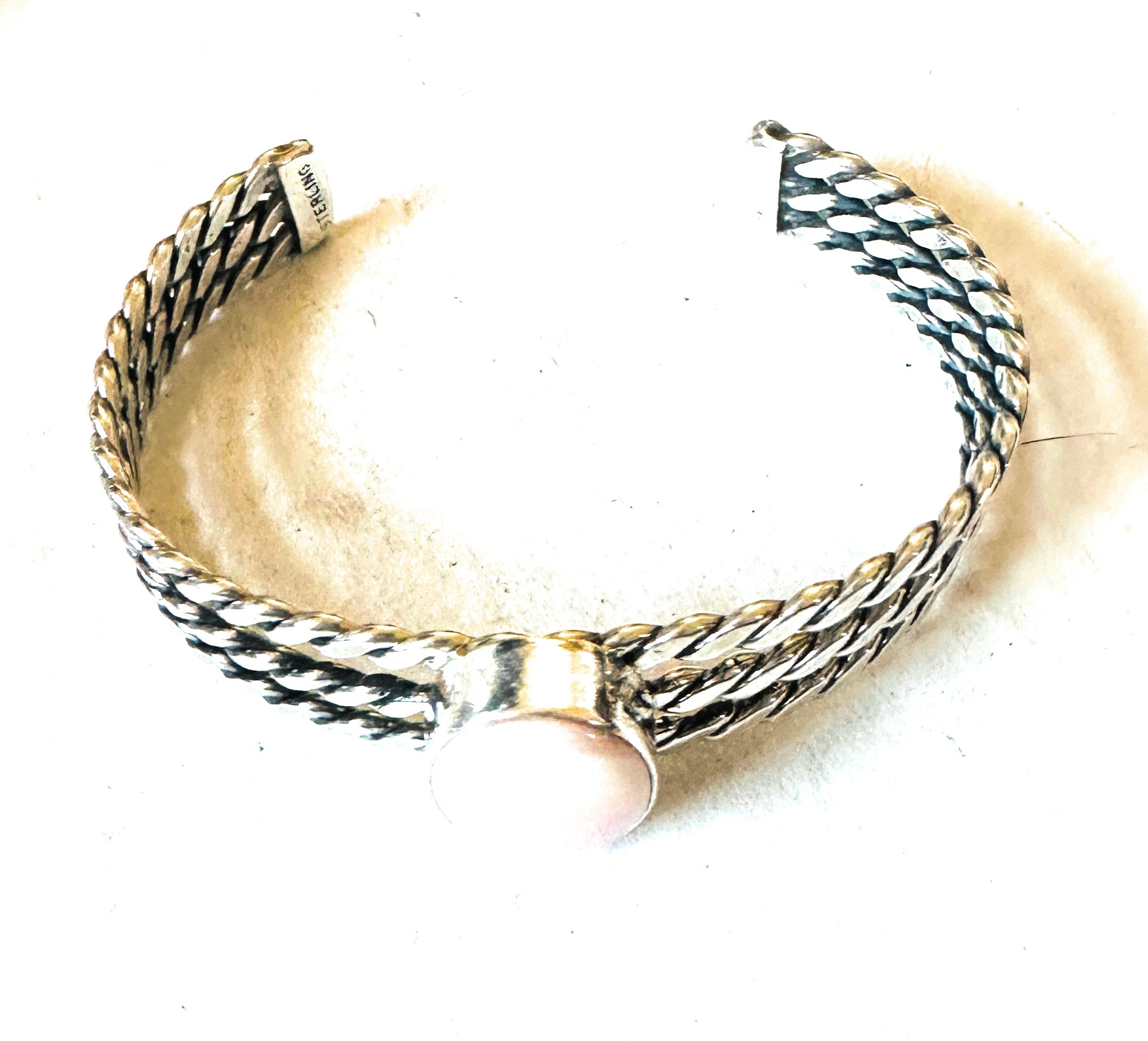 Navajo Queen Pink Conch Shell & Sterling Silver Cuff Bracelet