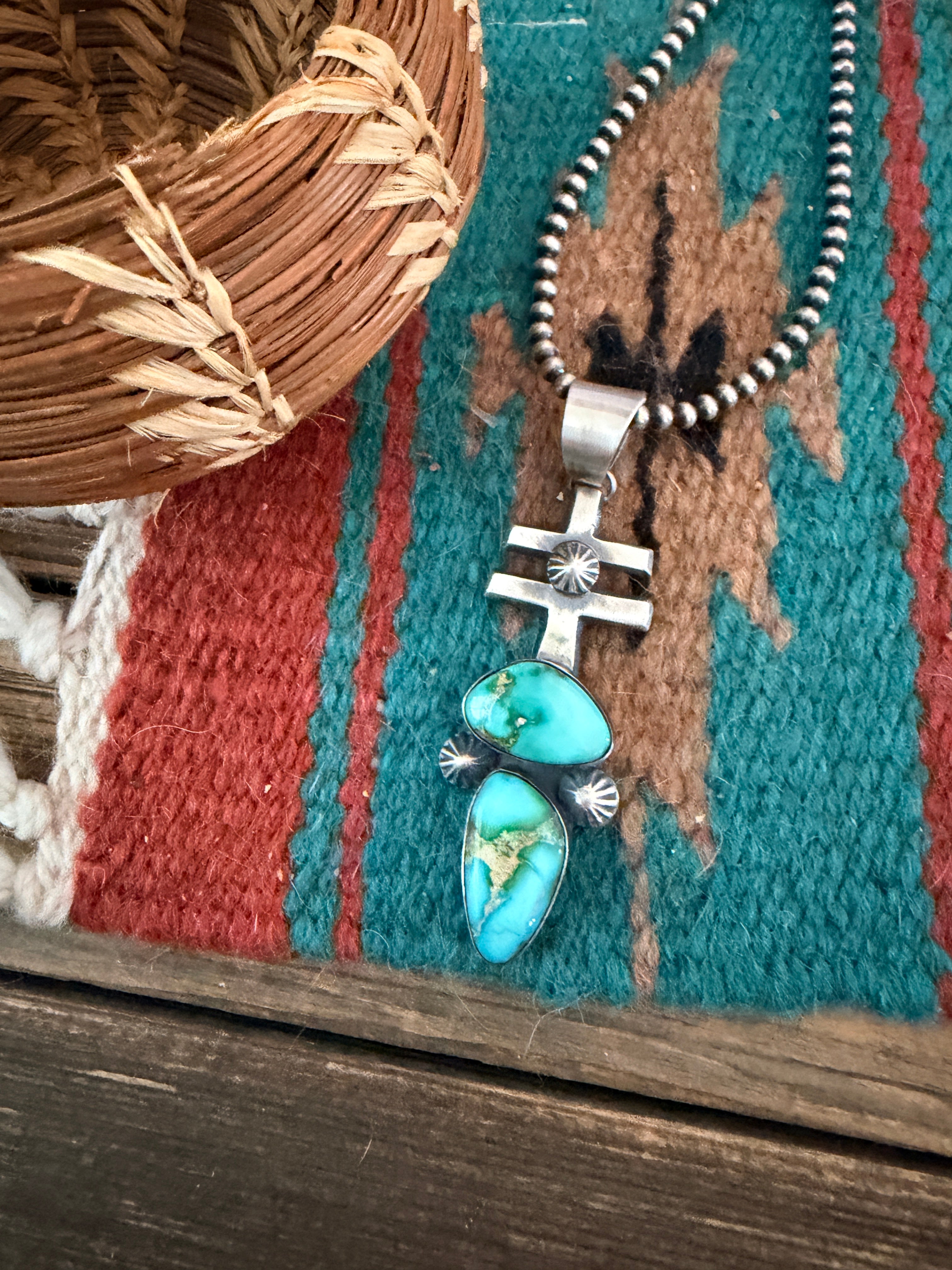 Handcrafted Sterling Silver & Sonoran Mountain Turquoise Pendant by Chimney Butte