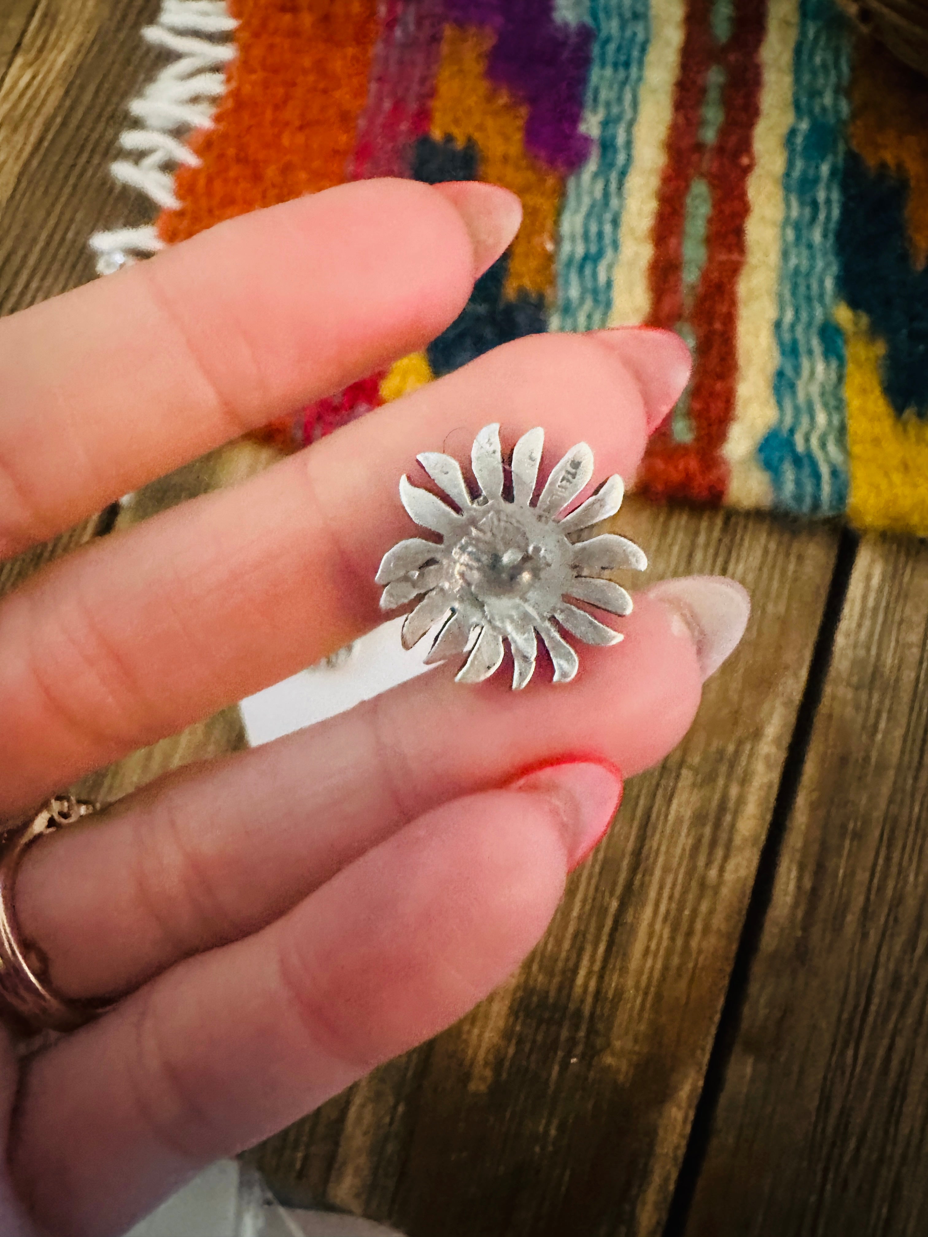 Handcrafted Sterling Silver Sunflower Stud Earrings