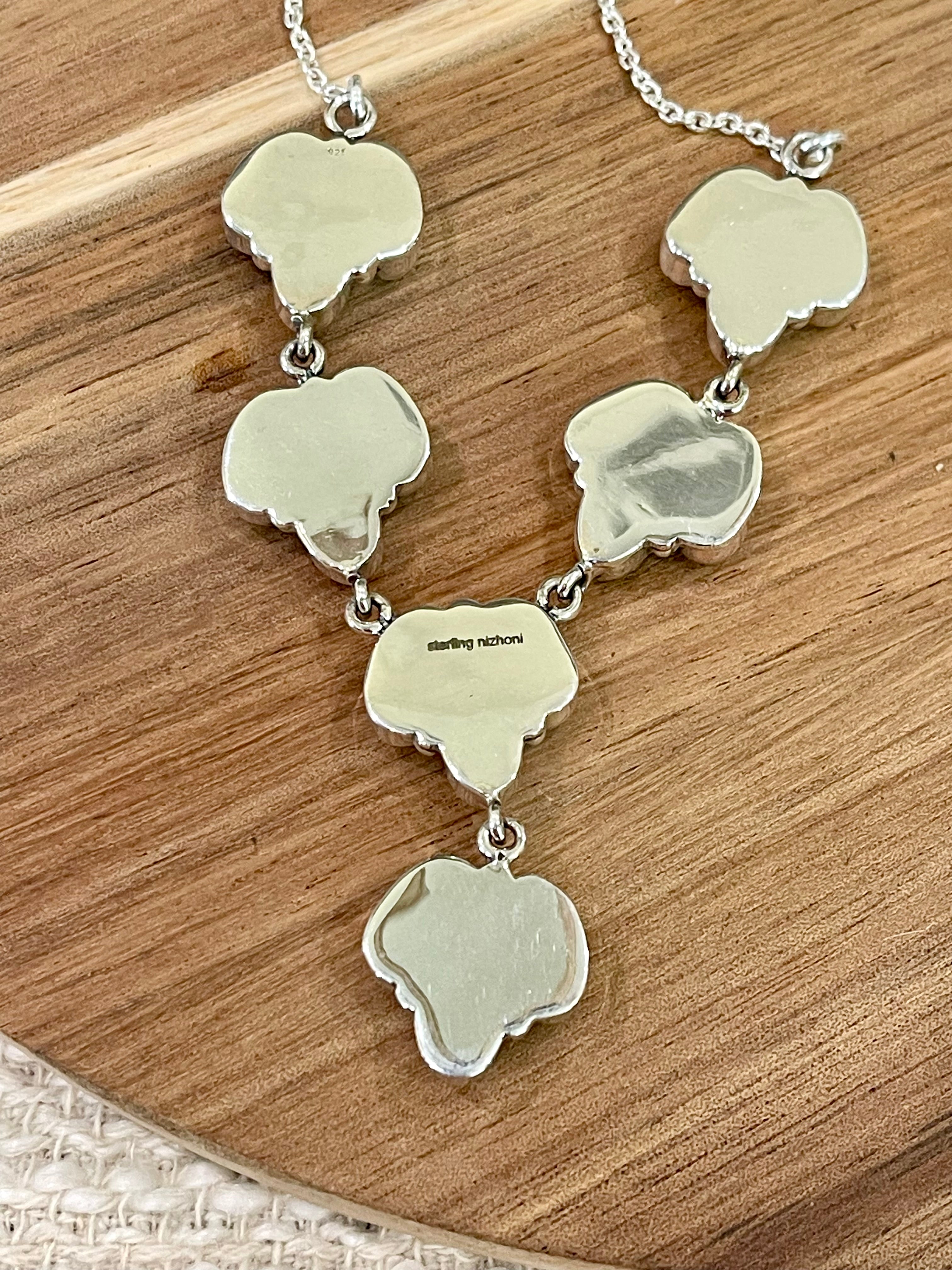 Handmade Mother of Pearl, Sterling Silver & Cubic Zirconia Necklace