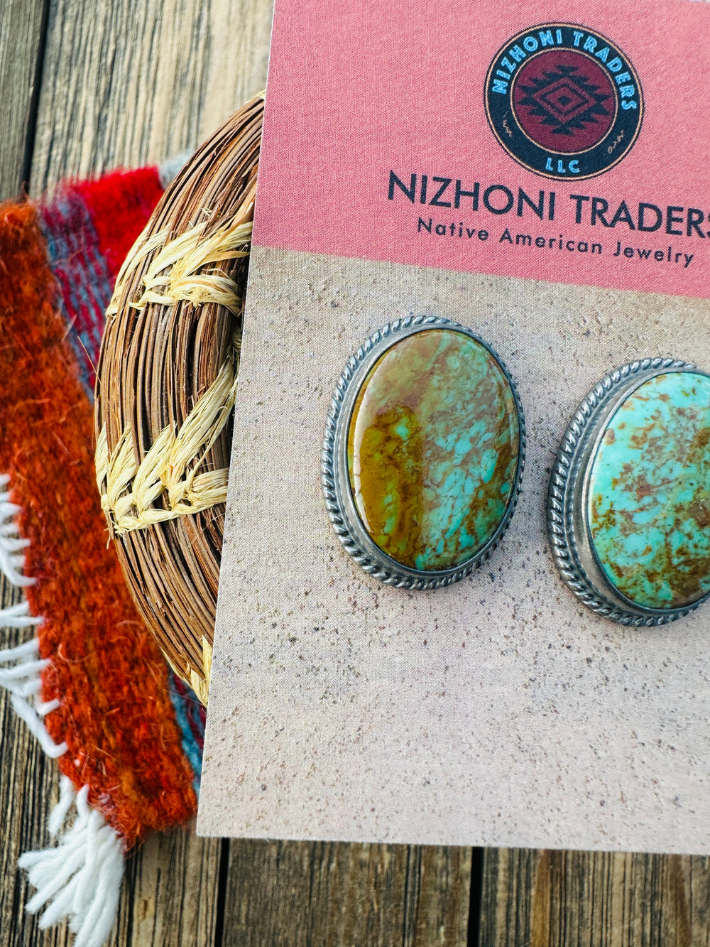 Handcrafted Sterling Silver & Royston Turquoise Post Earrings