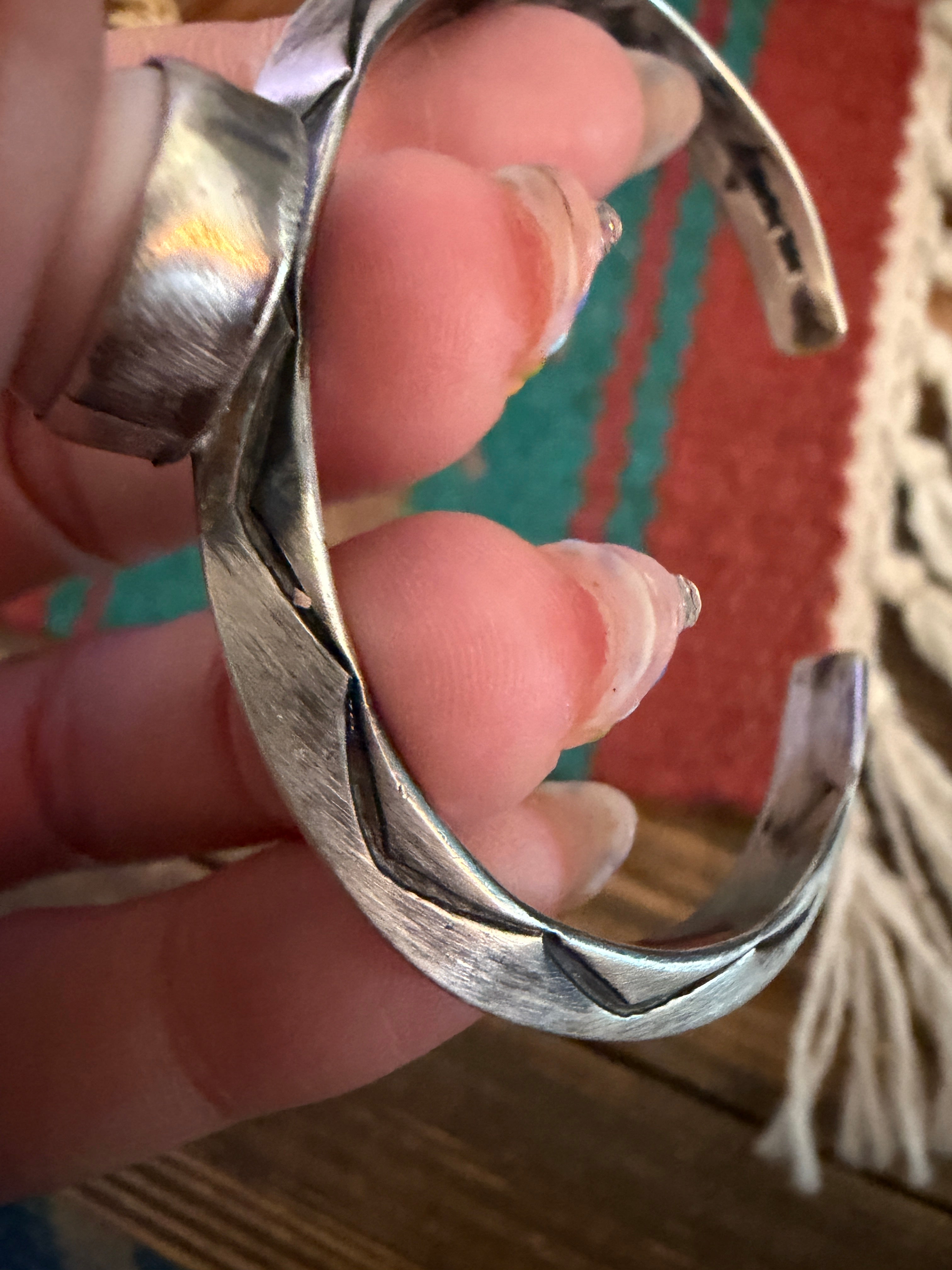 Handcrafted Queen Pink Conch & Sterling Silver Cuff Bracelet