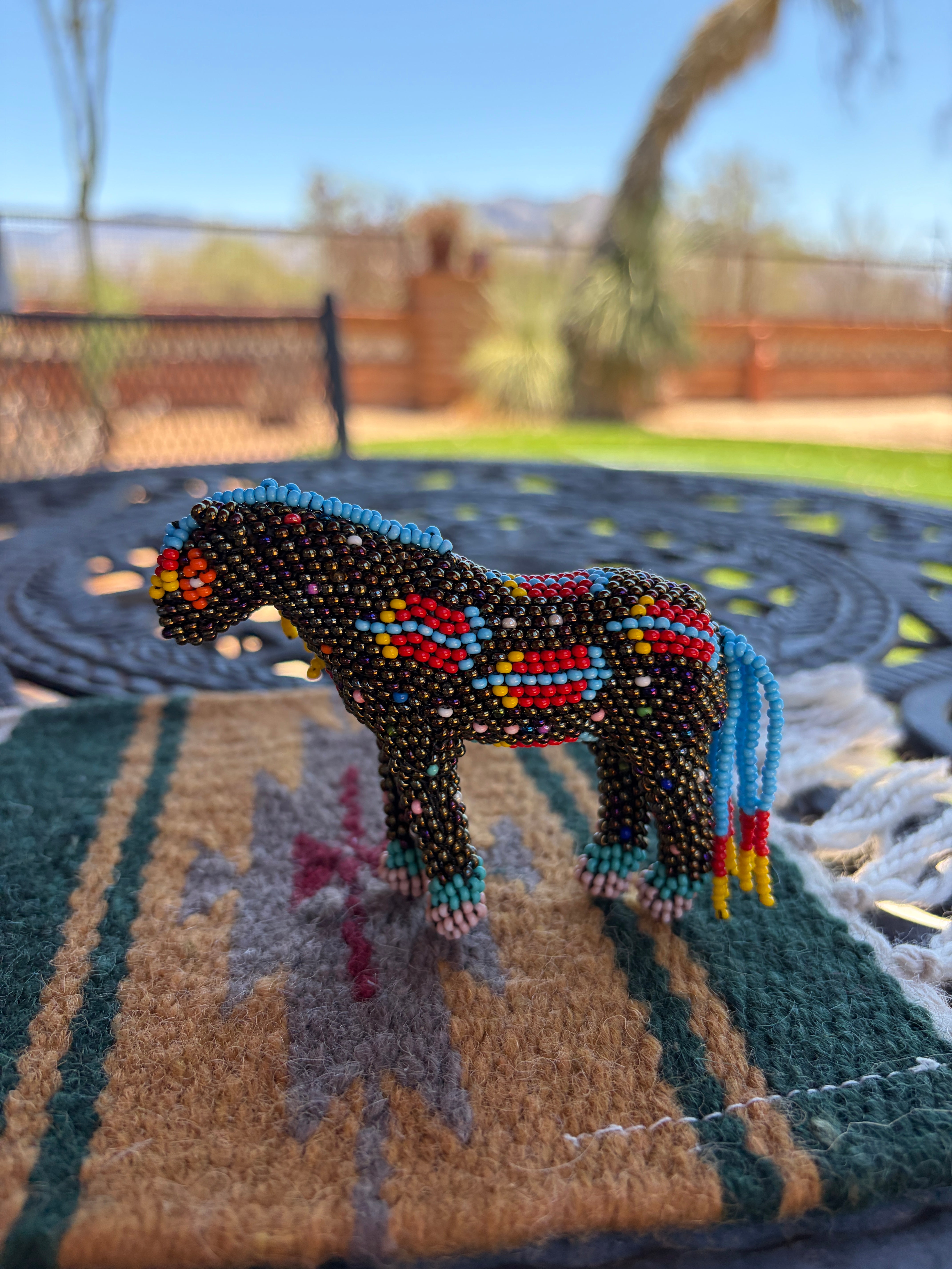 Handmade Peyote Stitched Horse Figurine- Gold 2