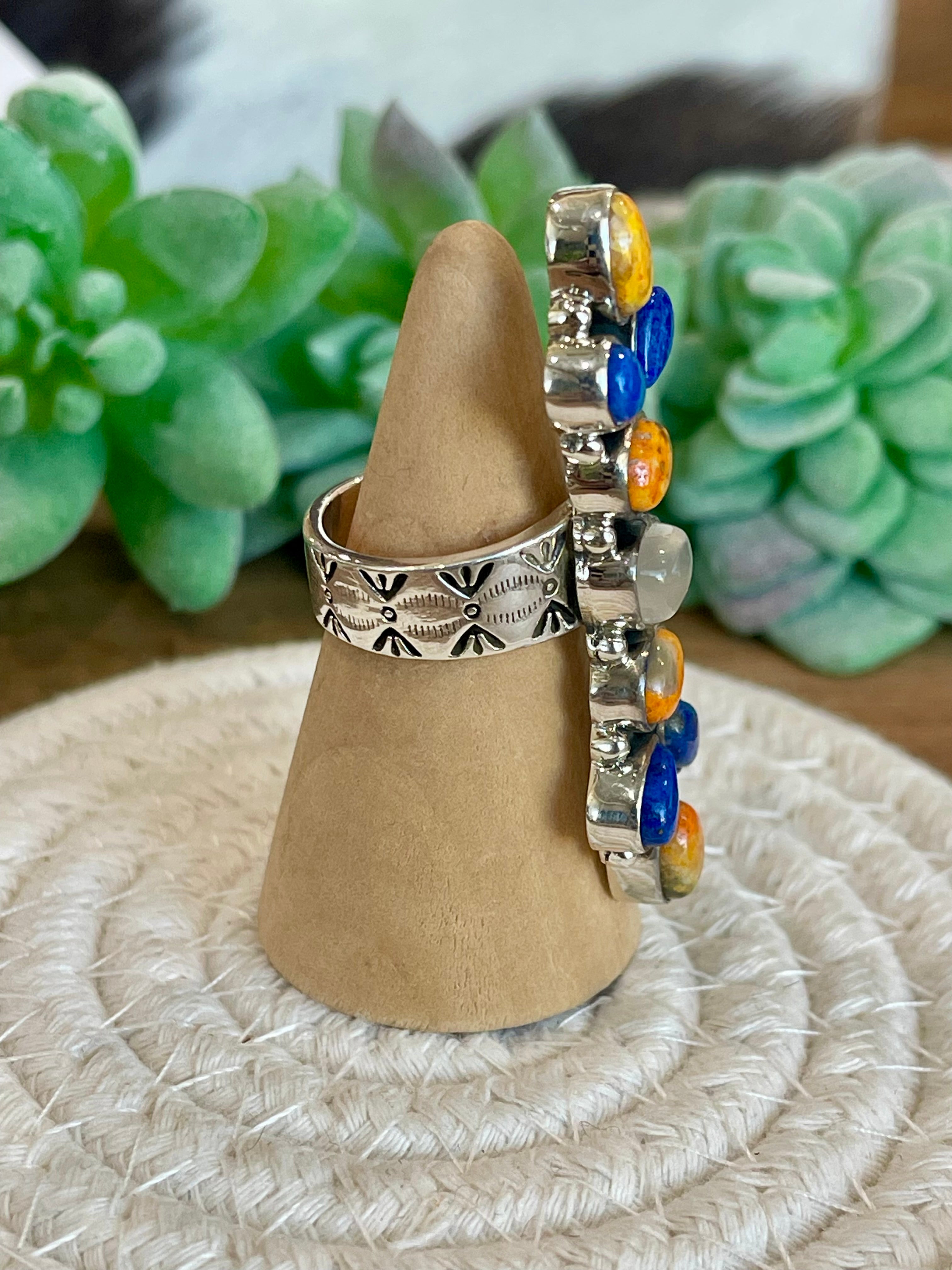 Handmade Sterling Silver, Lapis & Bumble Bee Adjustable Ring