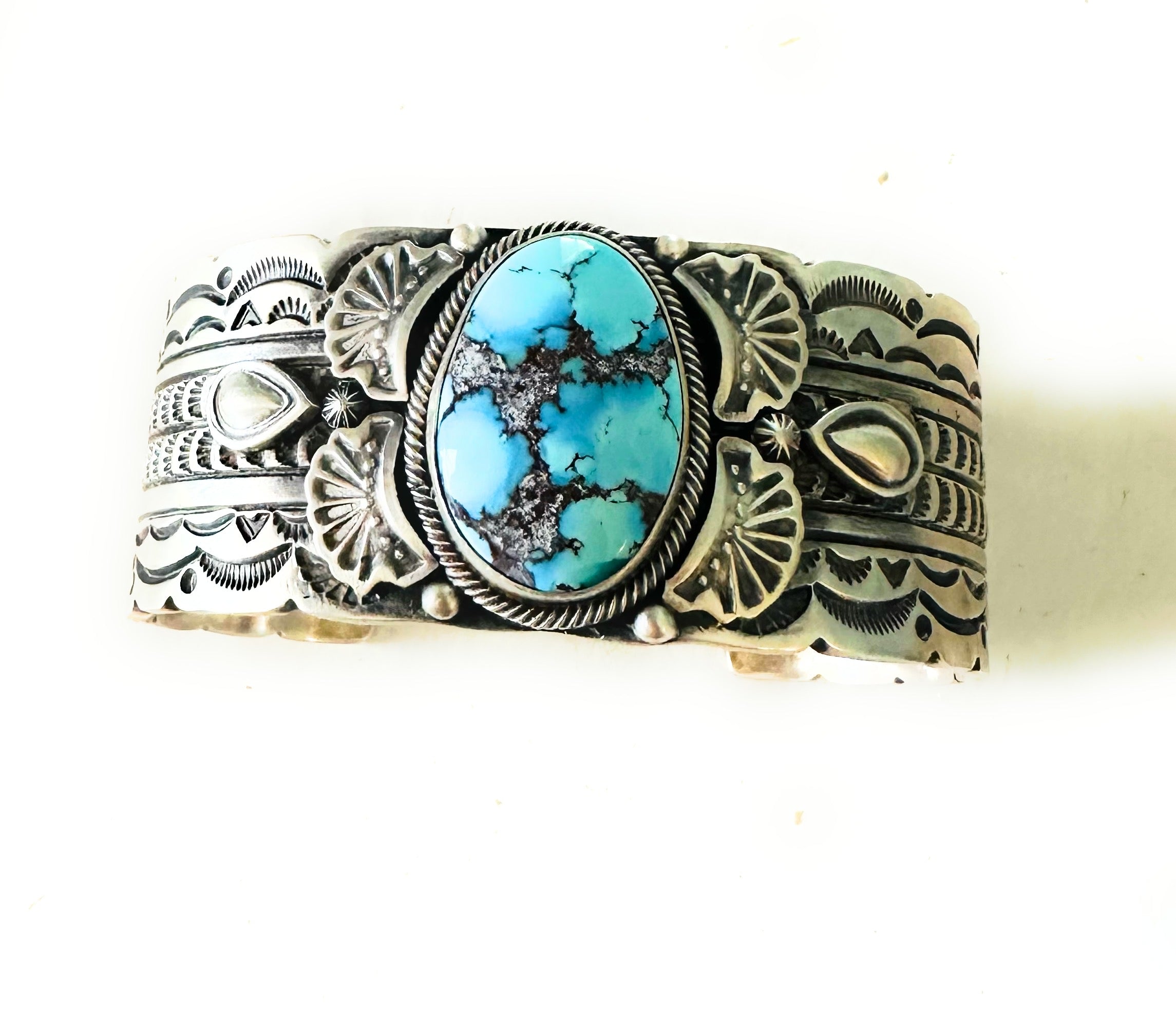 Navajo Golden Hills Turquoise & Sterling Silver Cuff Bracelet By Sheila Tso