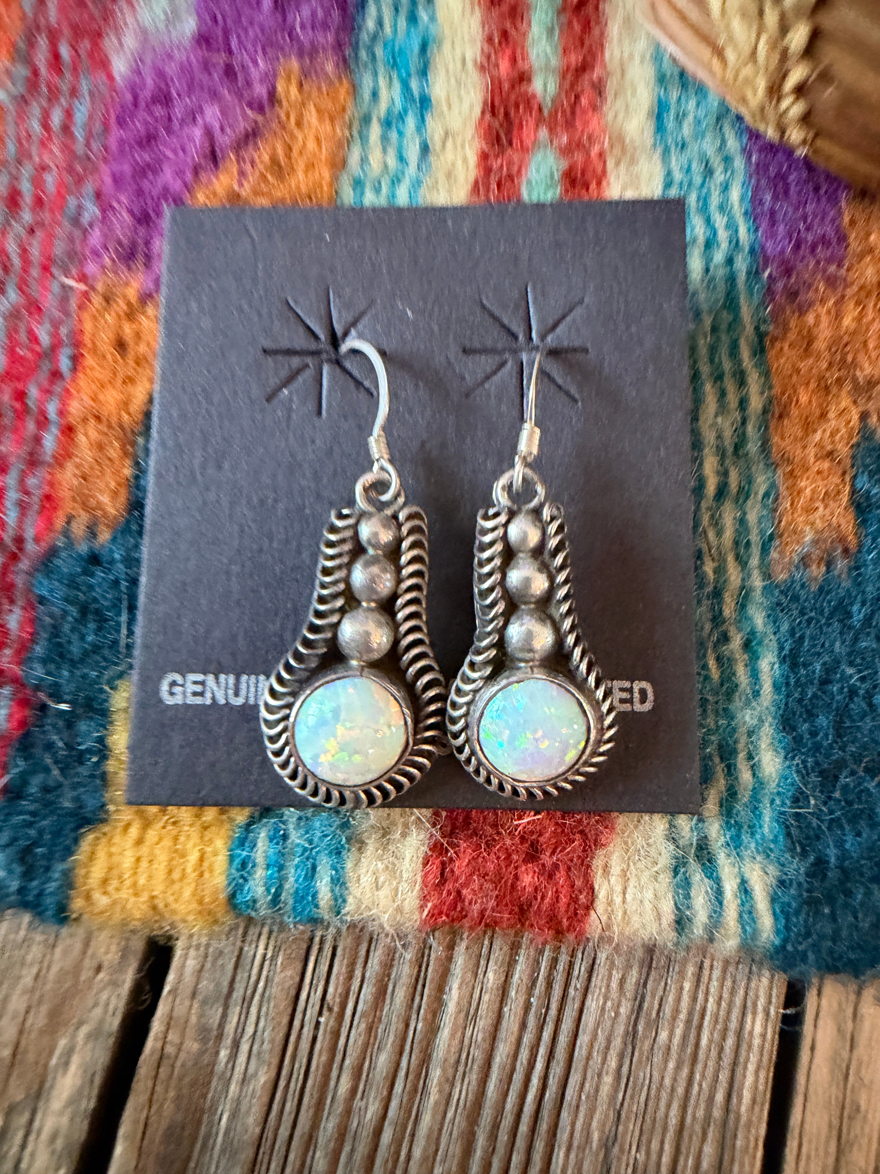 Handcrafted Opal & Sterling Silver Dangle Earrings