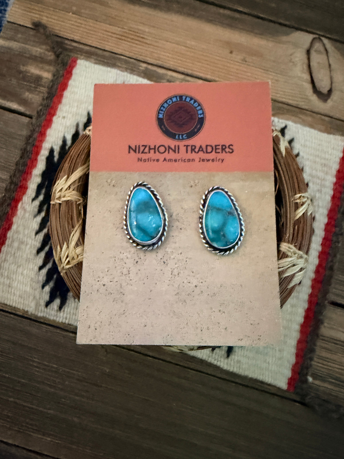 Handcrafted Turquoise & Sterling Silver Post Earrings