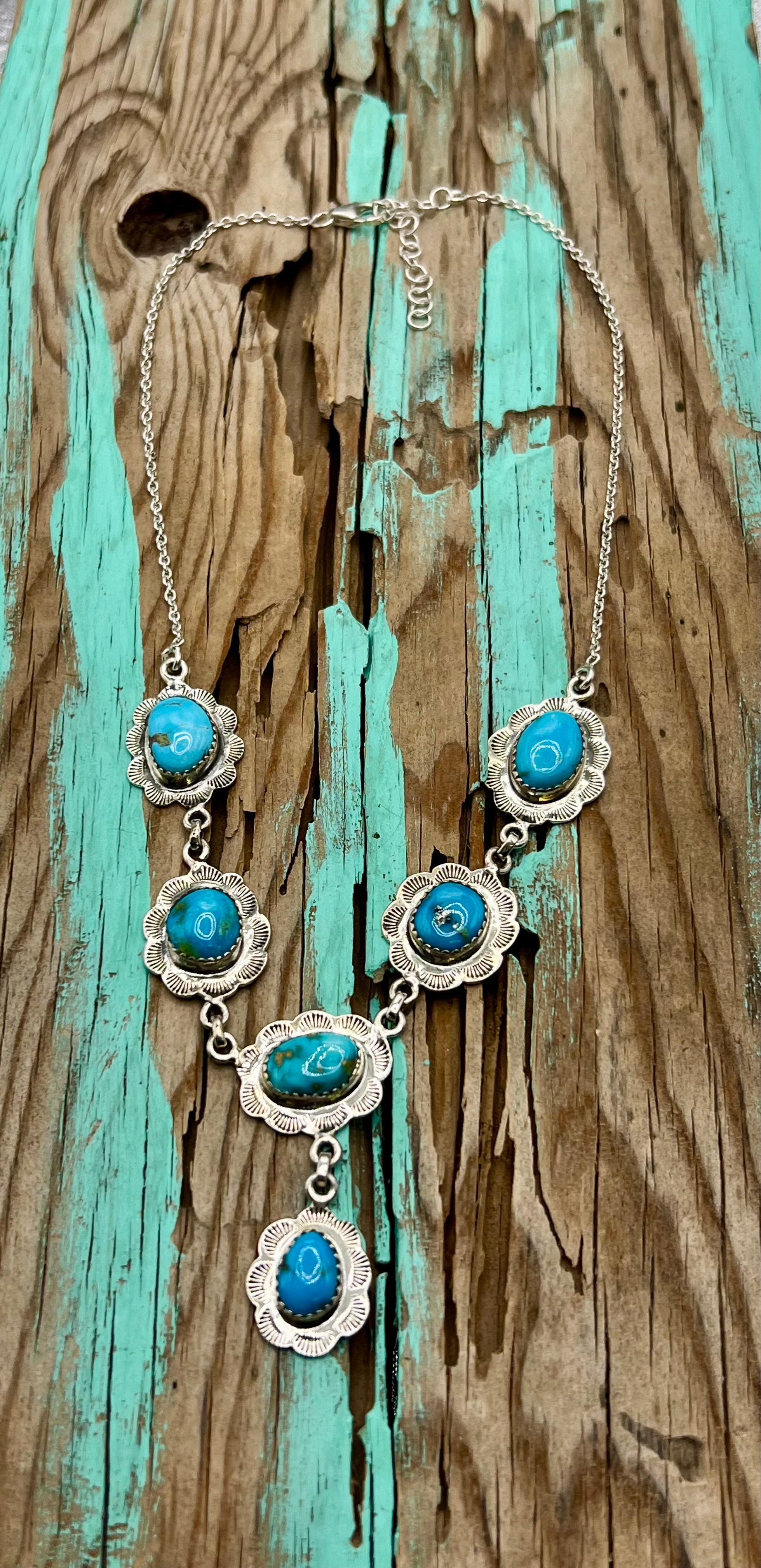 Handmade South Hill Sonoran Turquoise Sterling Silver Necklace