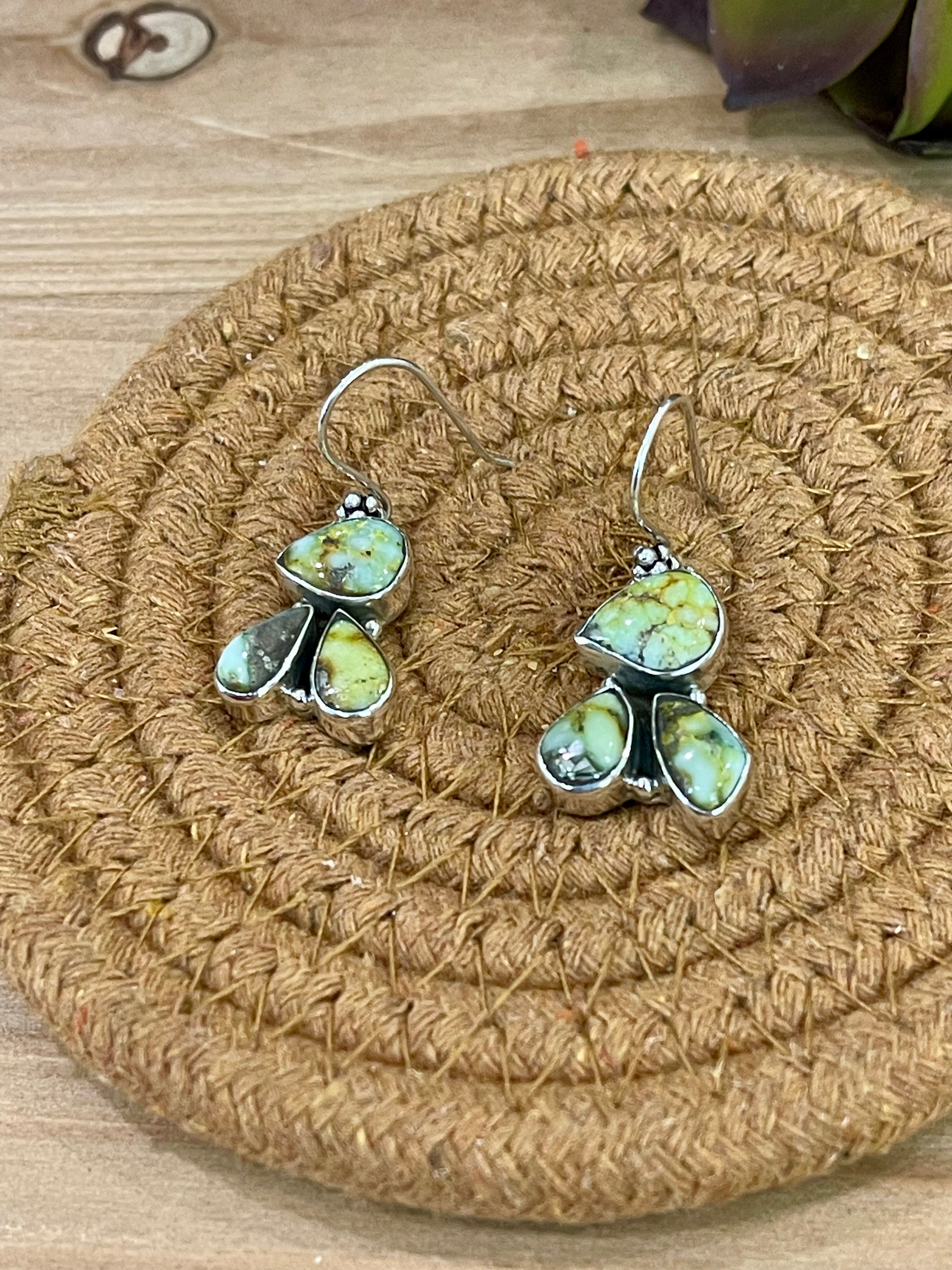 Handmade Sterling Silver & Palomino Dangle Earrings