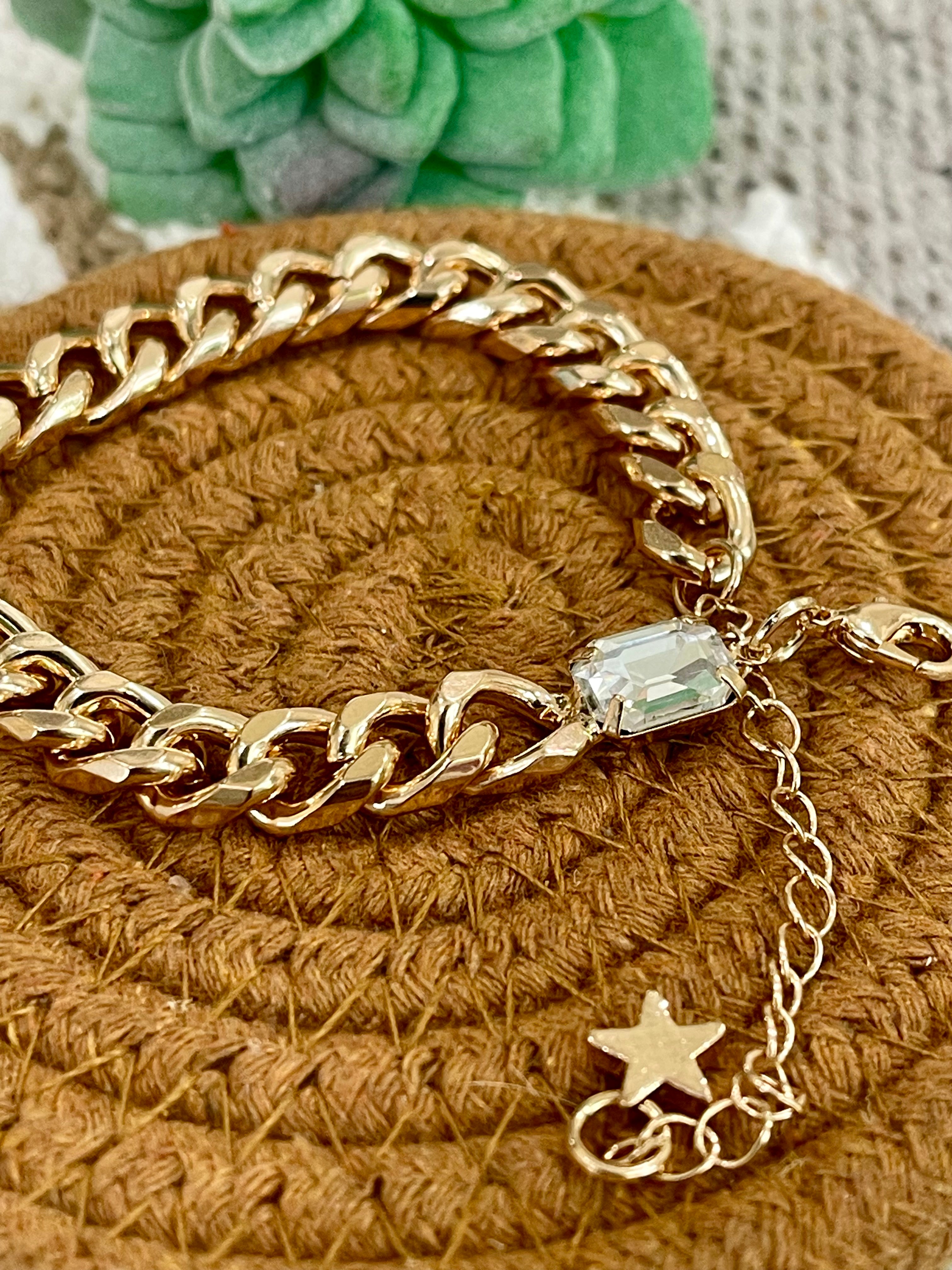 Vintage Handmade Gold Plated Chain Bracelet