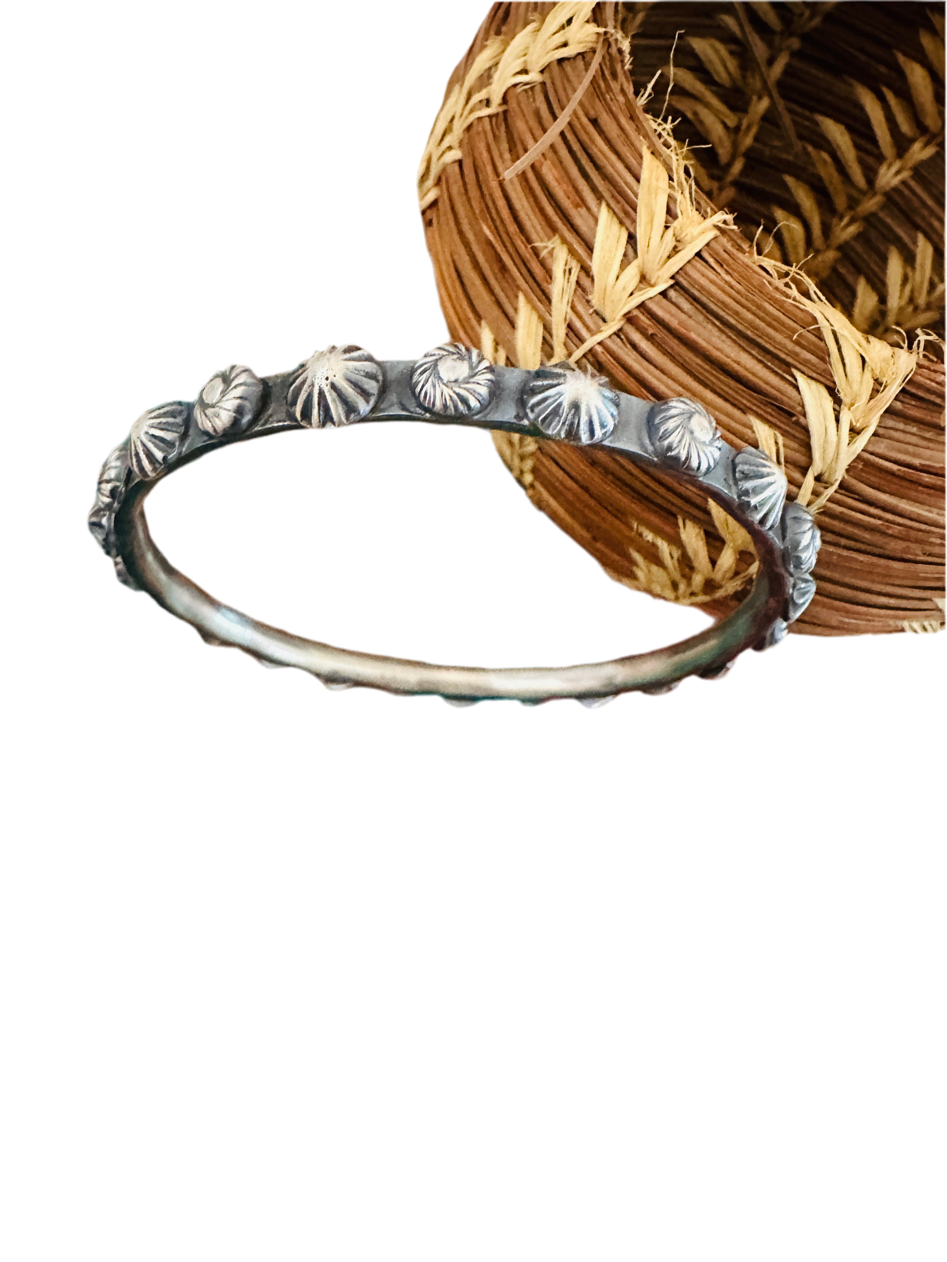 Chimney Butte Navajo Sterling Silver Studded Bangle Bracelet