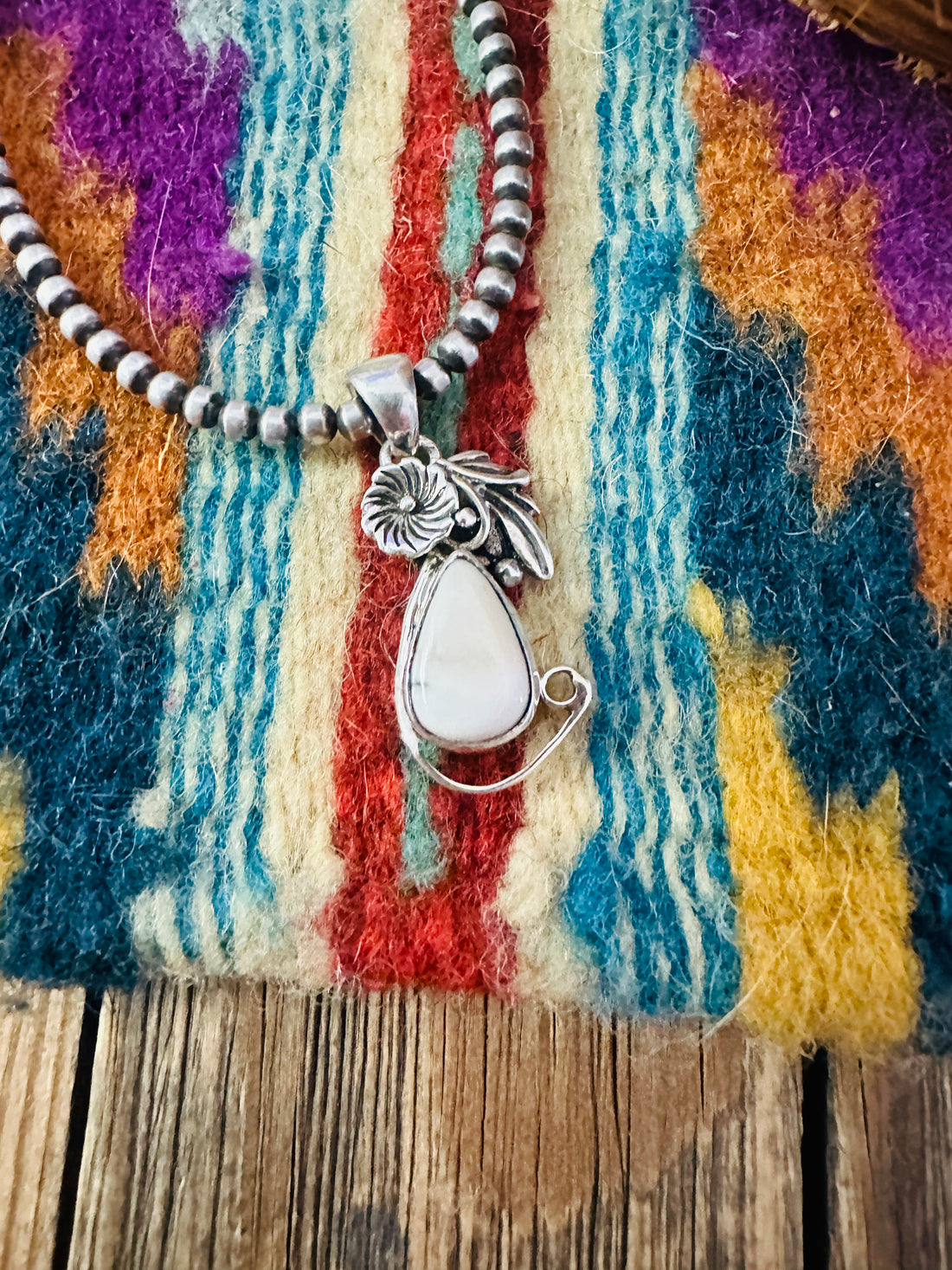 Handcrafted Sterling Silver & White Buffalo Pendant