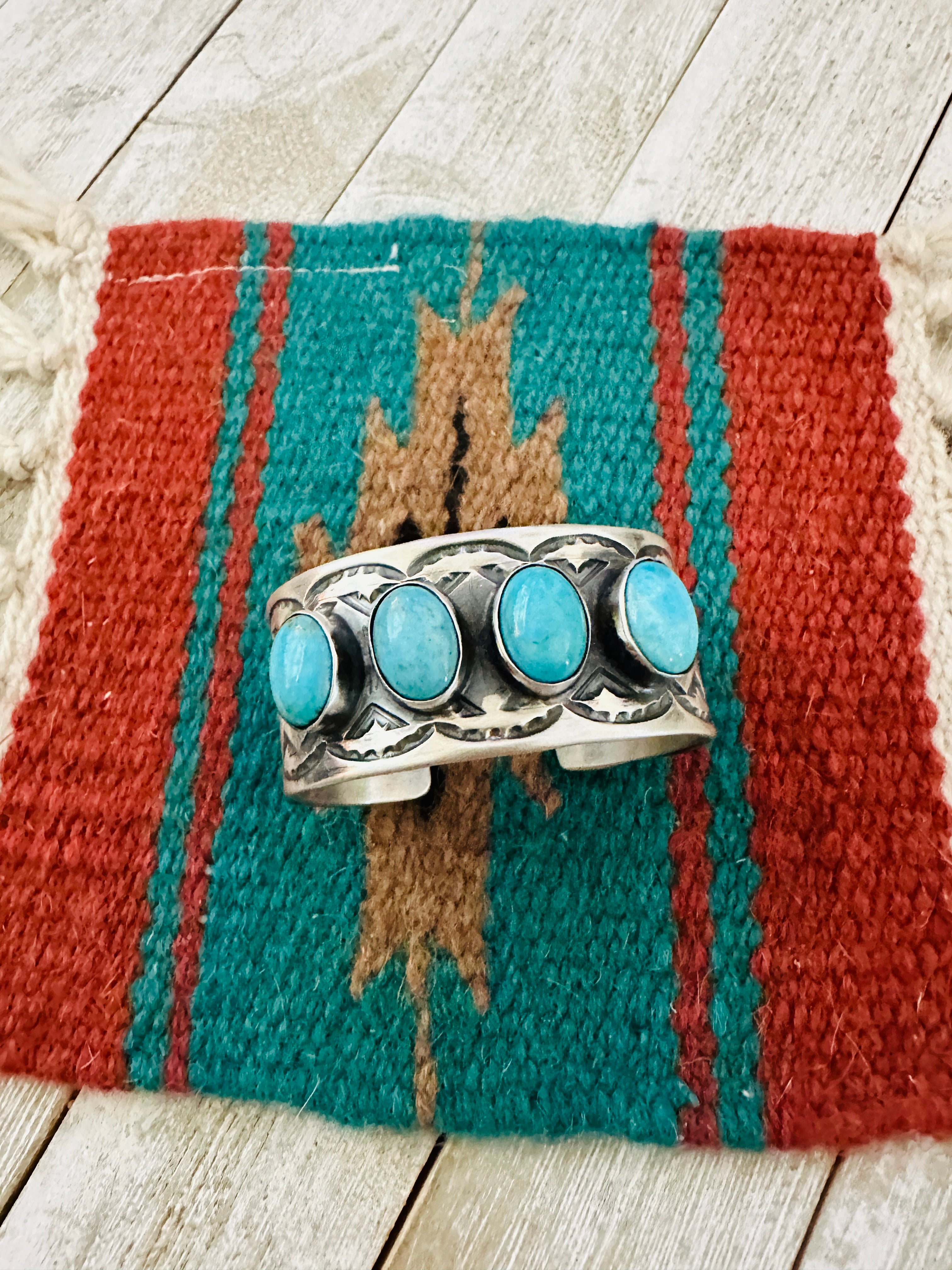 Handcrafted Sterling Silver & Turquoise Cuff Bracelet by Chimney Butte /